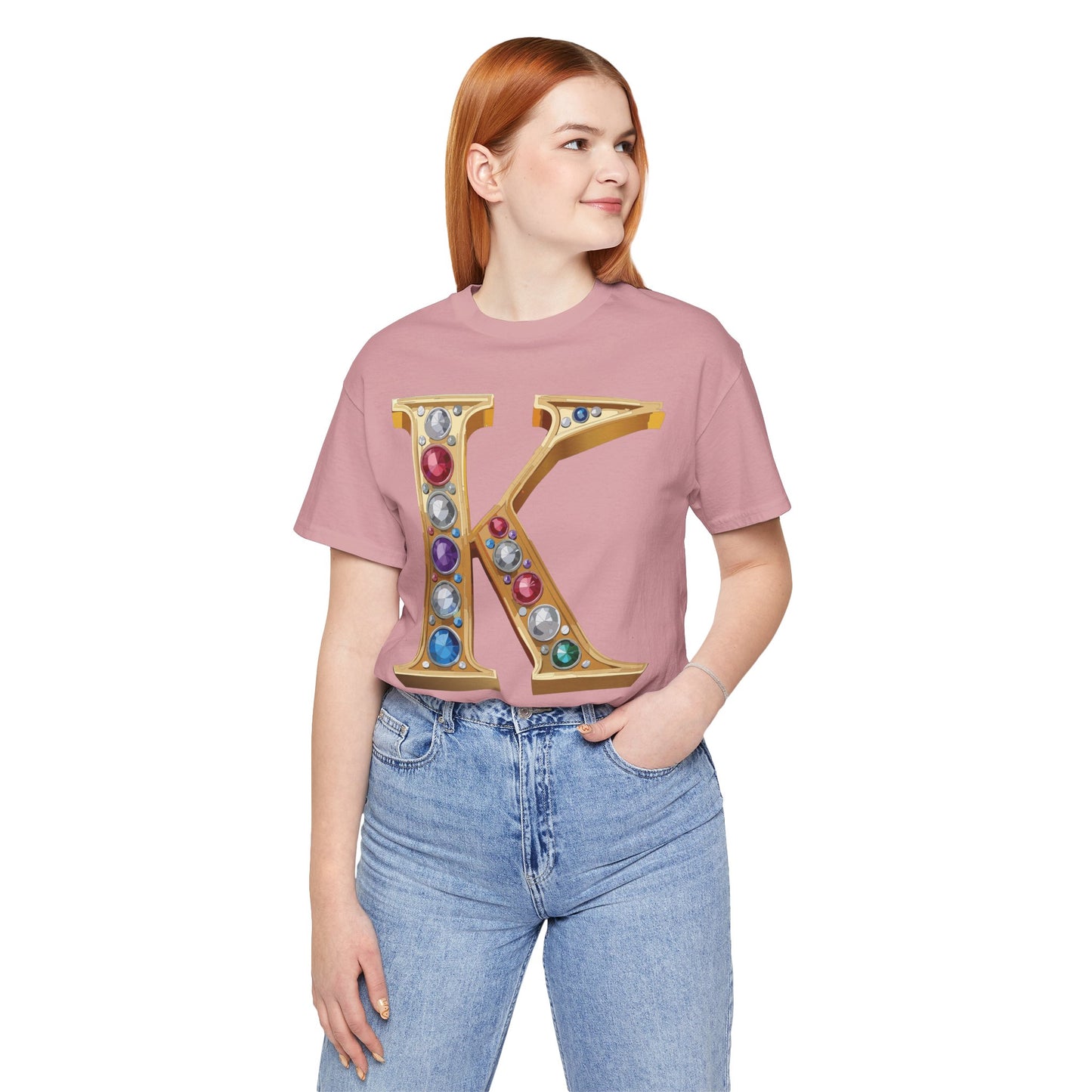 Letter Shirt, Shirt with Letters, Tee Shirt with Gold Letter, Shirt with Antique Letters