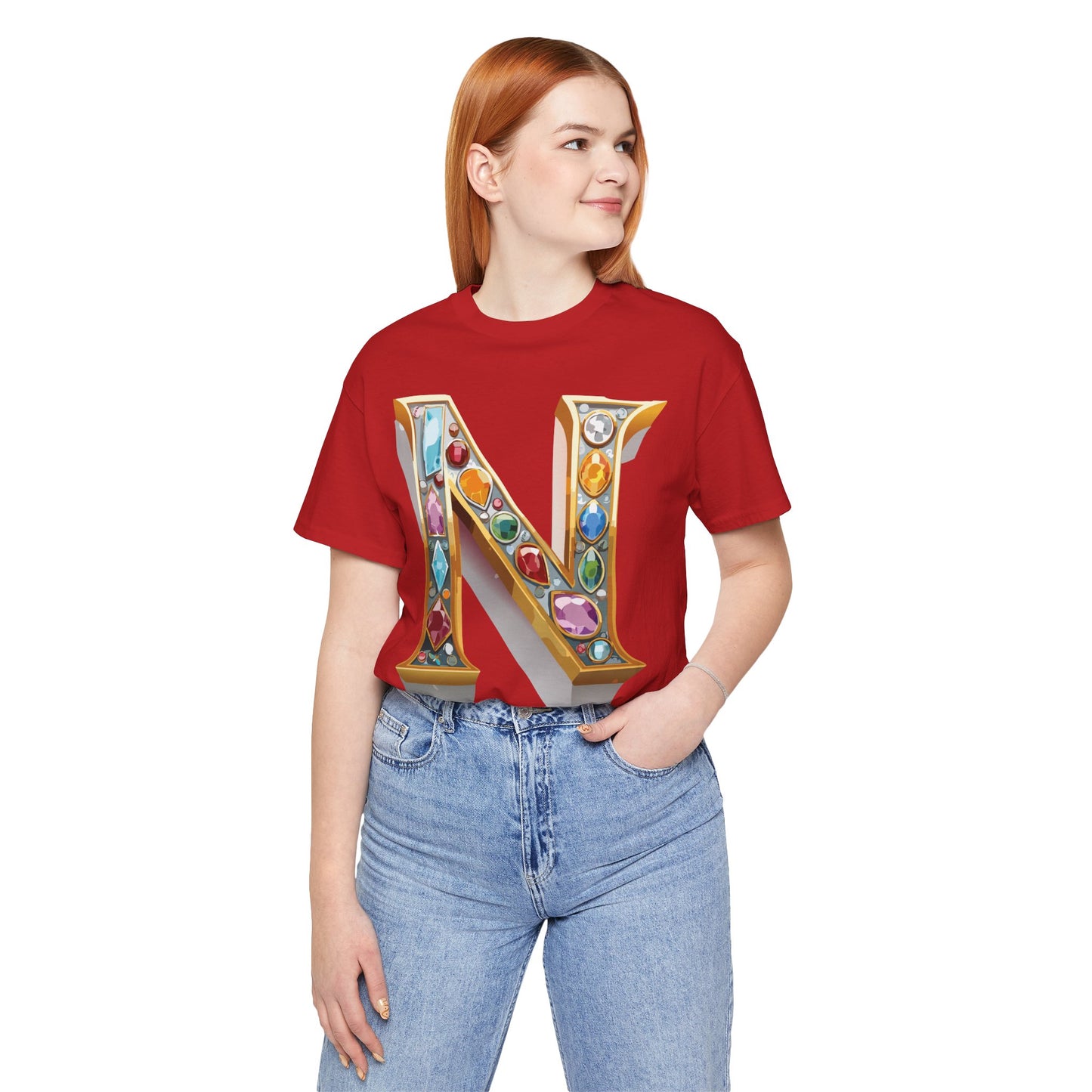 Letter Shirt, Shirt with Letters, Tee Shirt with Gold Letter, Shirt with Antique Letters