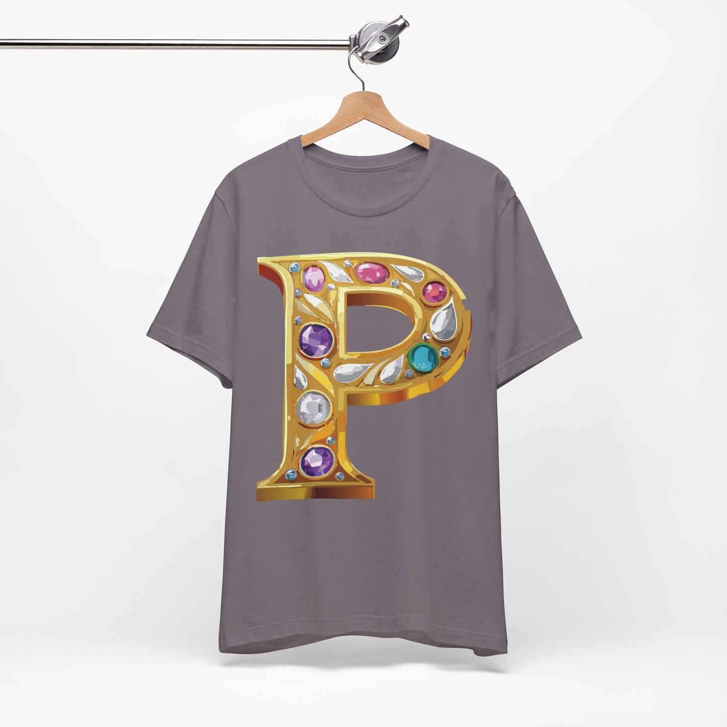 Letter Shirt, Shirt with Letters, Tee Shirt with Gold Letter, Shirt with Antique Letters