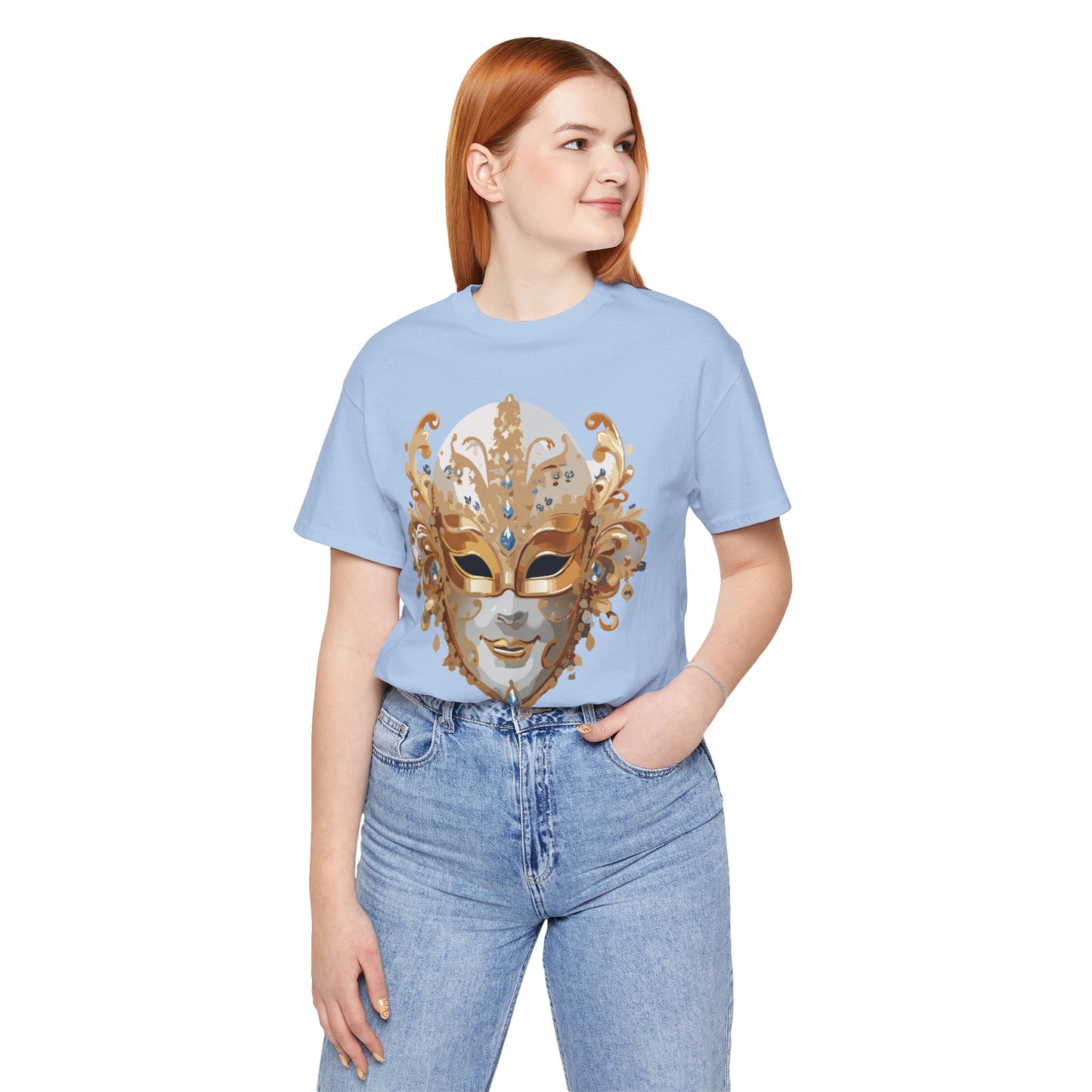 Mask Shirt, Shirt with Mask, Tee Shirt with Gold Face