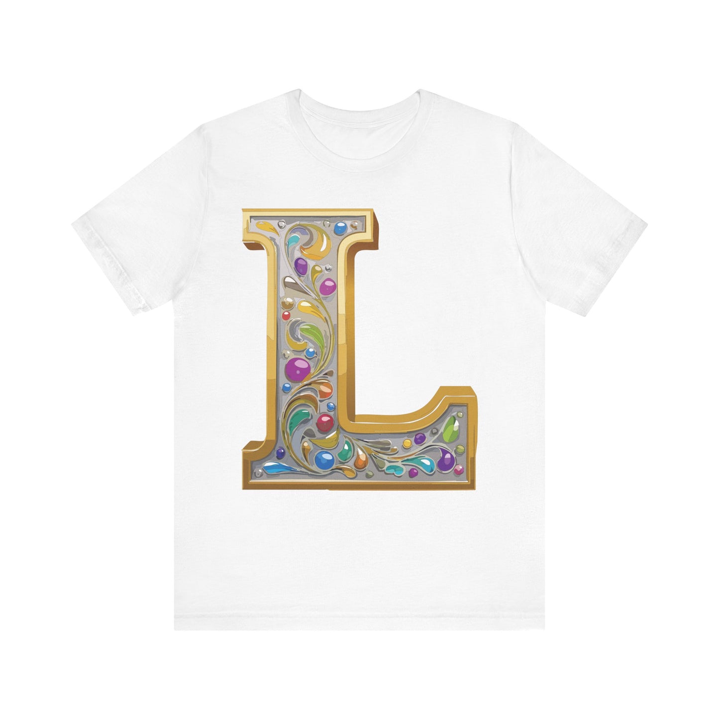 Letter Shirt, Shirt with Letters, Tee Shirt with Gold Letter, Shirt with Antique Letters