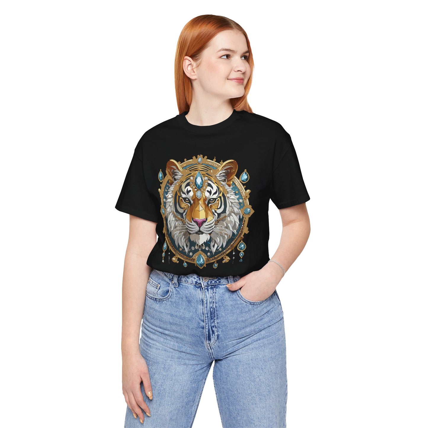 Animal Shirt, Shirt with Animal, Tee Shirt with Gold Animal Medal, Shirt with Antique Animal Medallion
