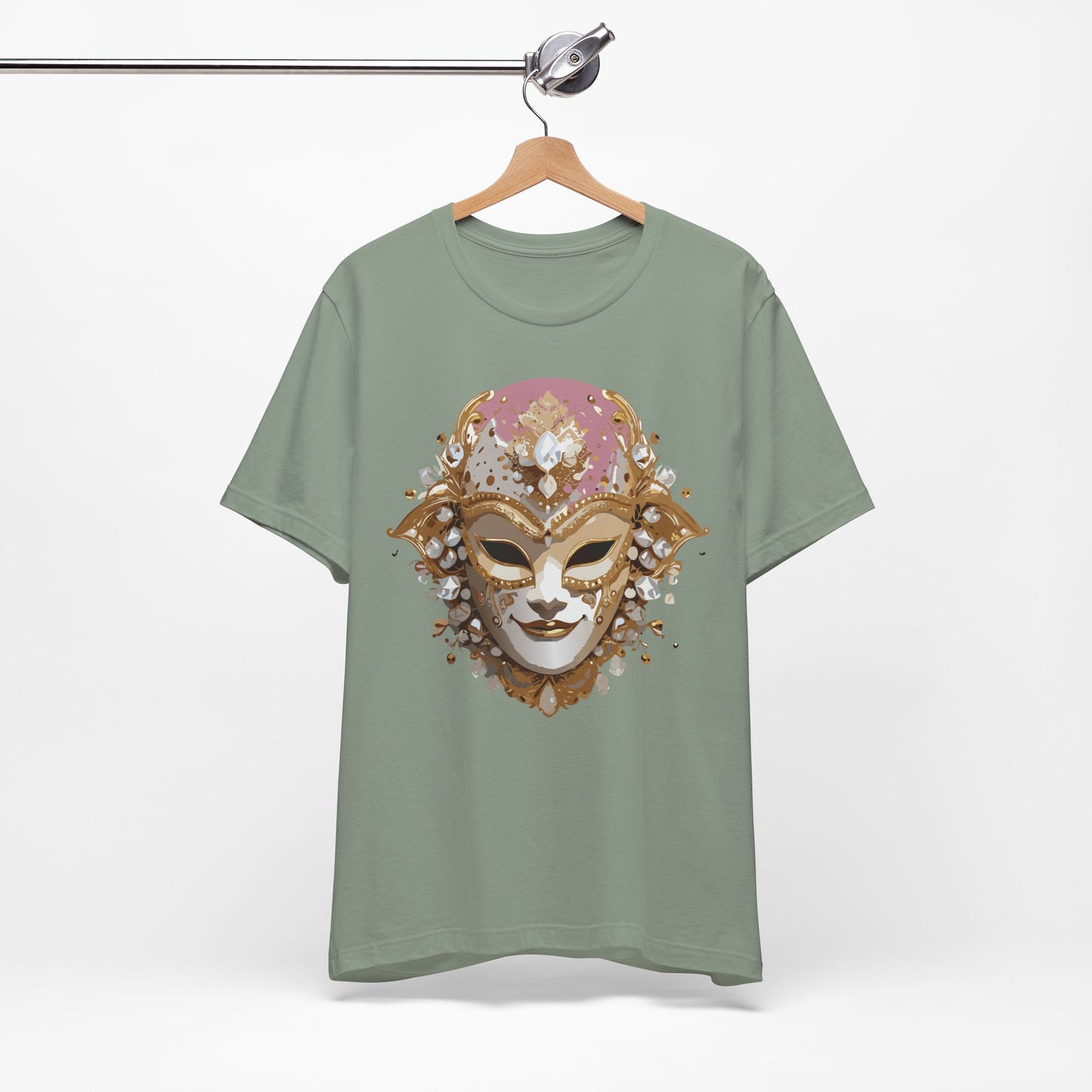 Mask Shirt, Shirt with Mask, Tee Shirt with Gold Face
