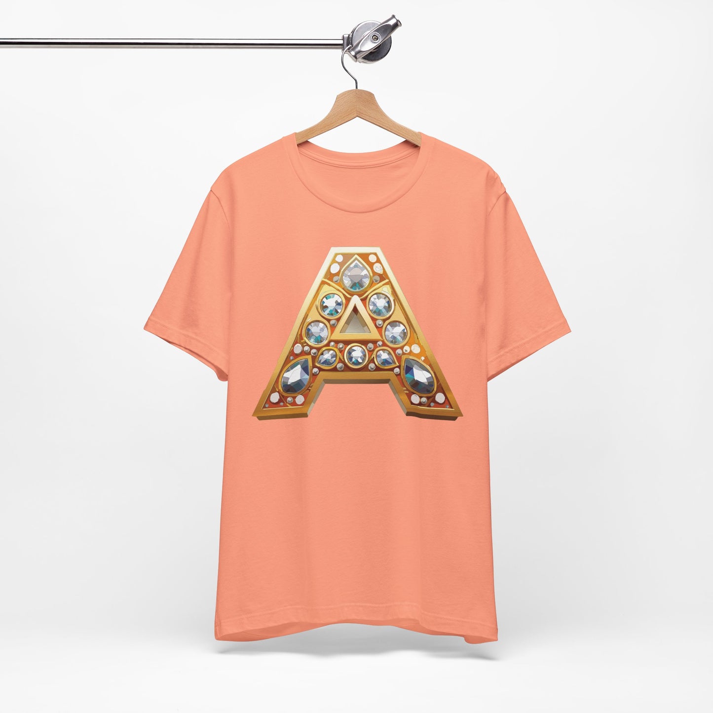 Letter Shirt, Shirt with Letters, Tee Shirt with Gold Letter, Shirt with Antique Letters