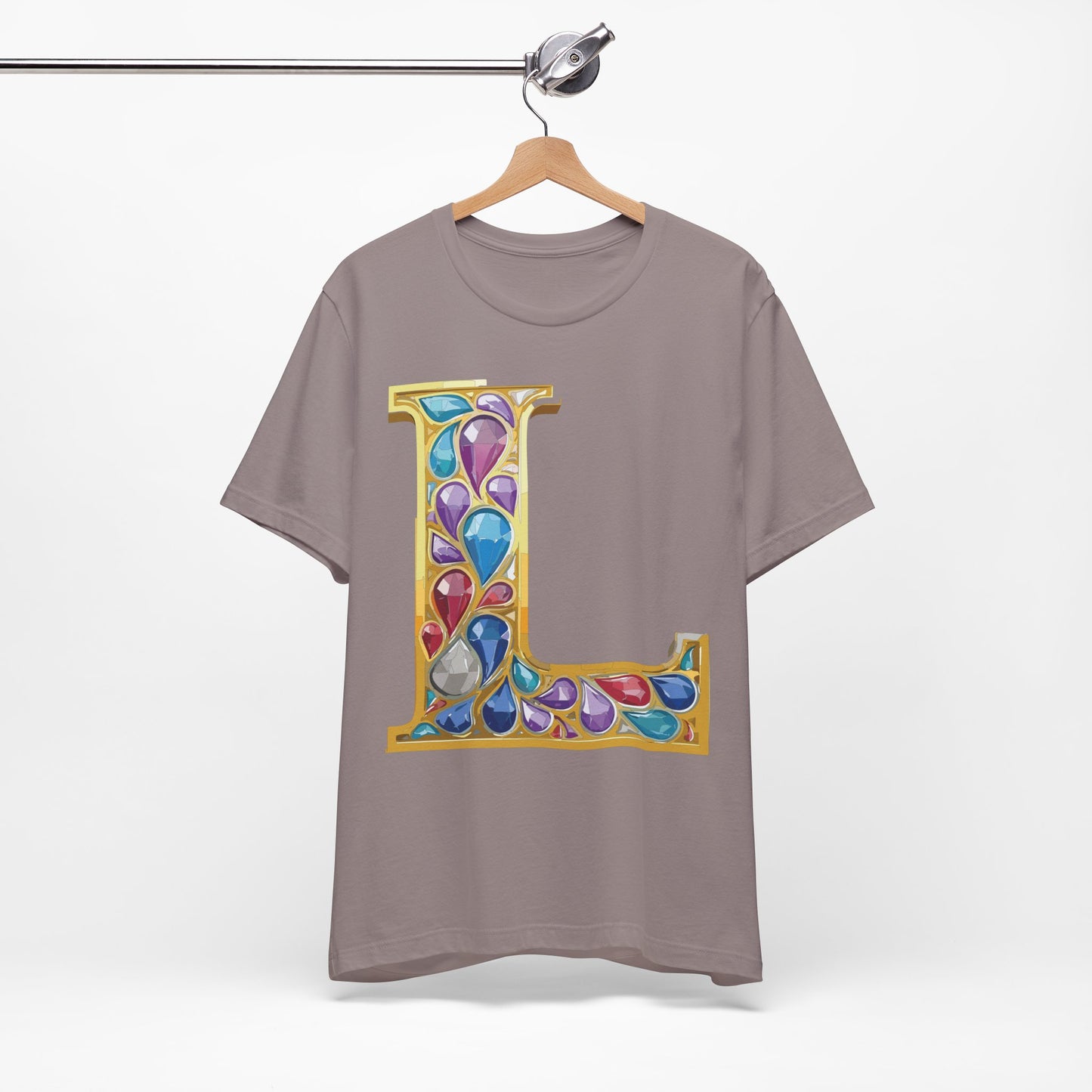 Letter Shirt, Shirt with Letters, Tee Shirt with Gold Letter, Shirt with Antique Letters