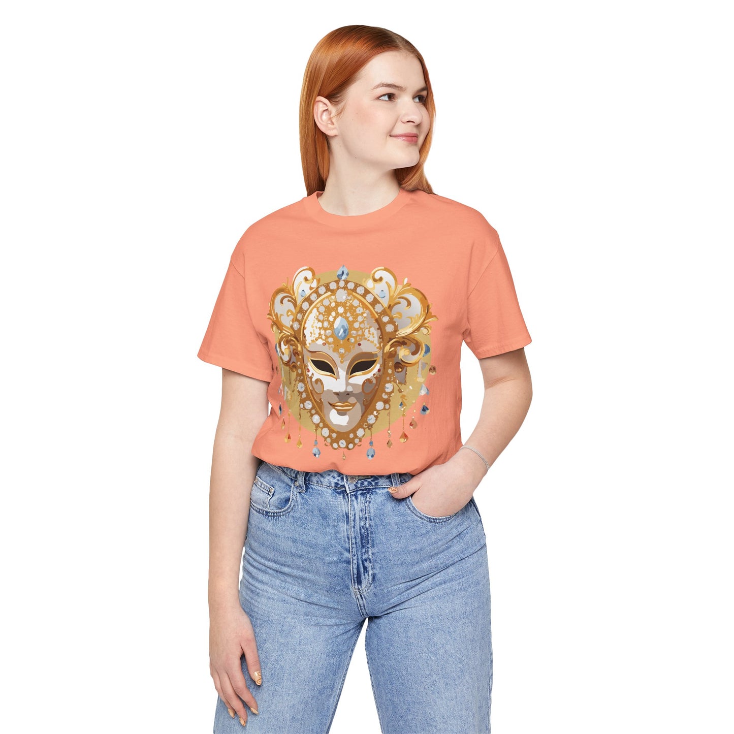 Mask Shirt, Shirt with Mask, Tee Shirt with Gold Face