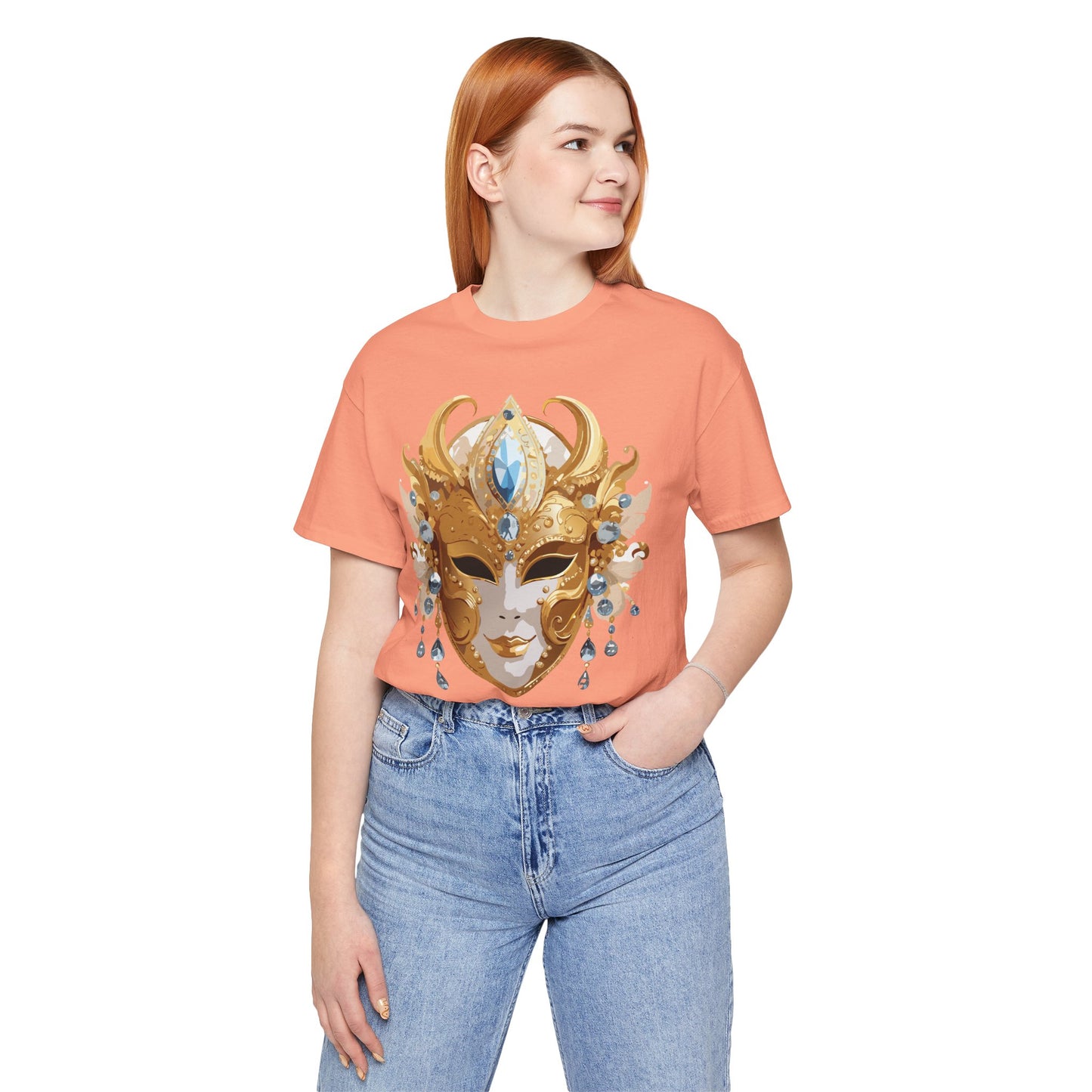 Mask Shirt, Shirt with Mask, Tee Shirt with Gold Face