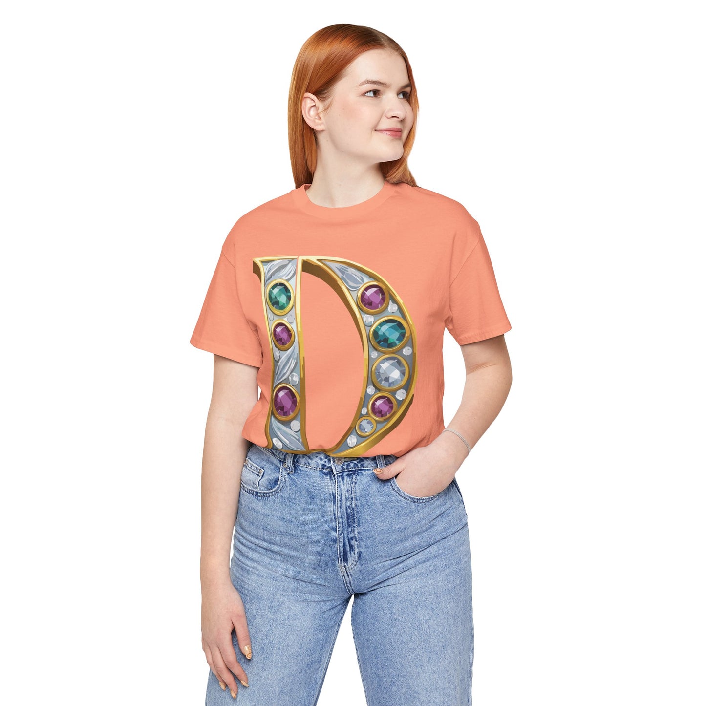 Letter Shirt, Shirt with Letters, Tee Shirt with Gold Letter, Shirt with Antique Letters