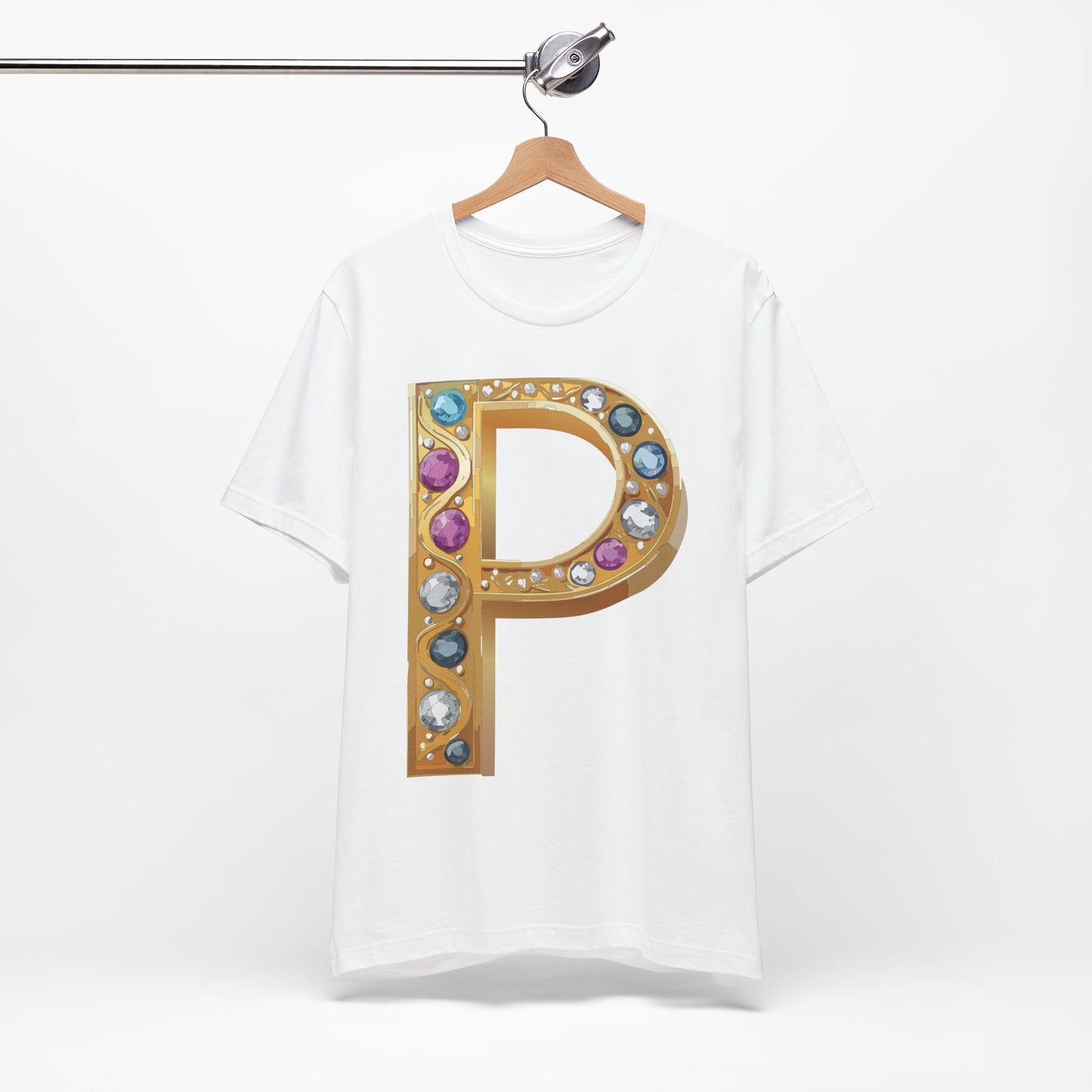 Letter Shirt, Shirt with Letters, Tee Shirt with Gold Letter, Shirt with Antique Letters
