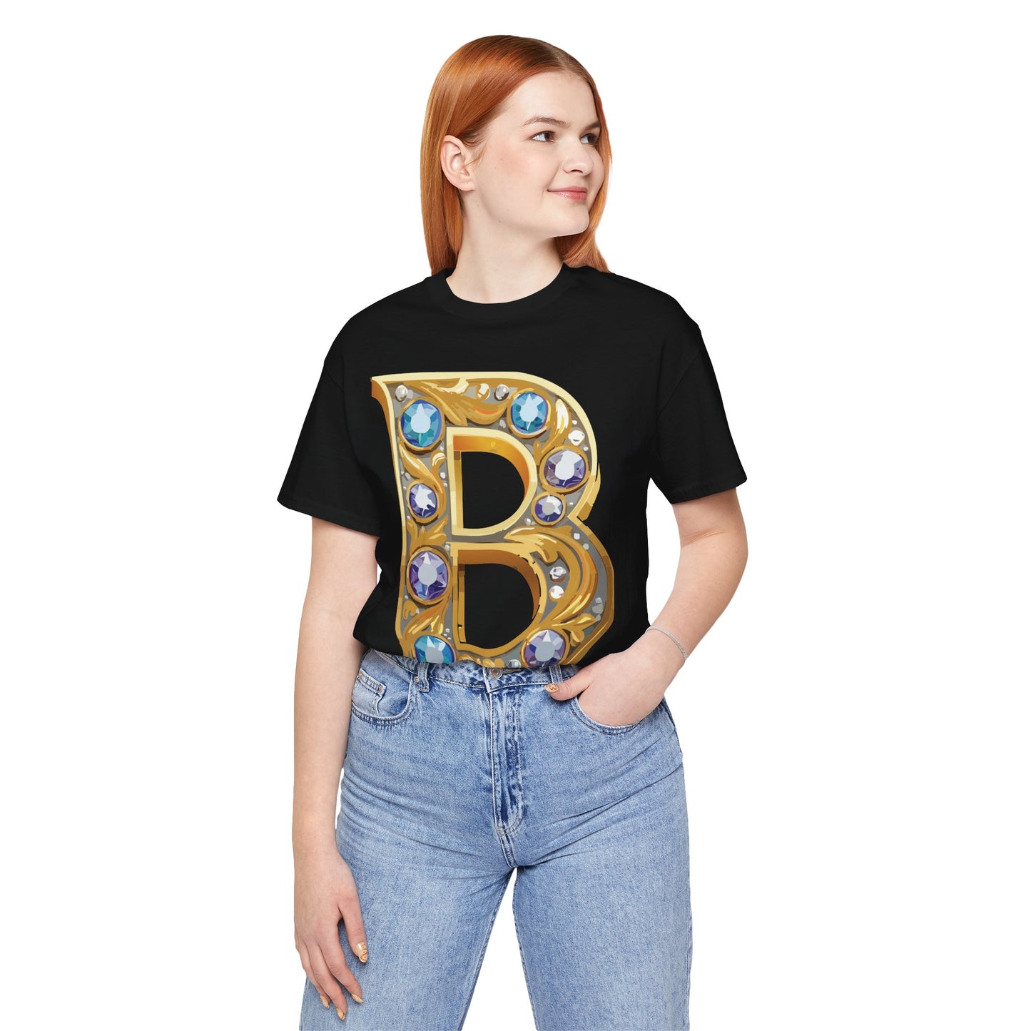 Letter Shirt, Shirt with Letters, Tee Shirt with Gold Letter, Shirt with Antique Letters