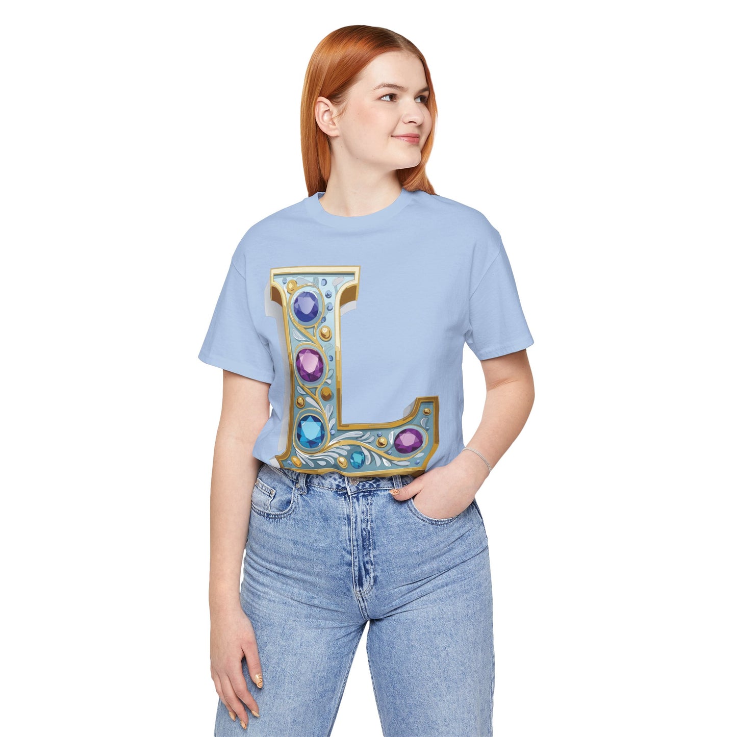 Letter Shirt, Shirt with Letters, Tee Shirt with Gold Letter, Shirt with Antique Letters