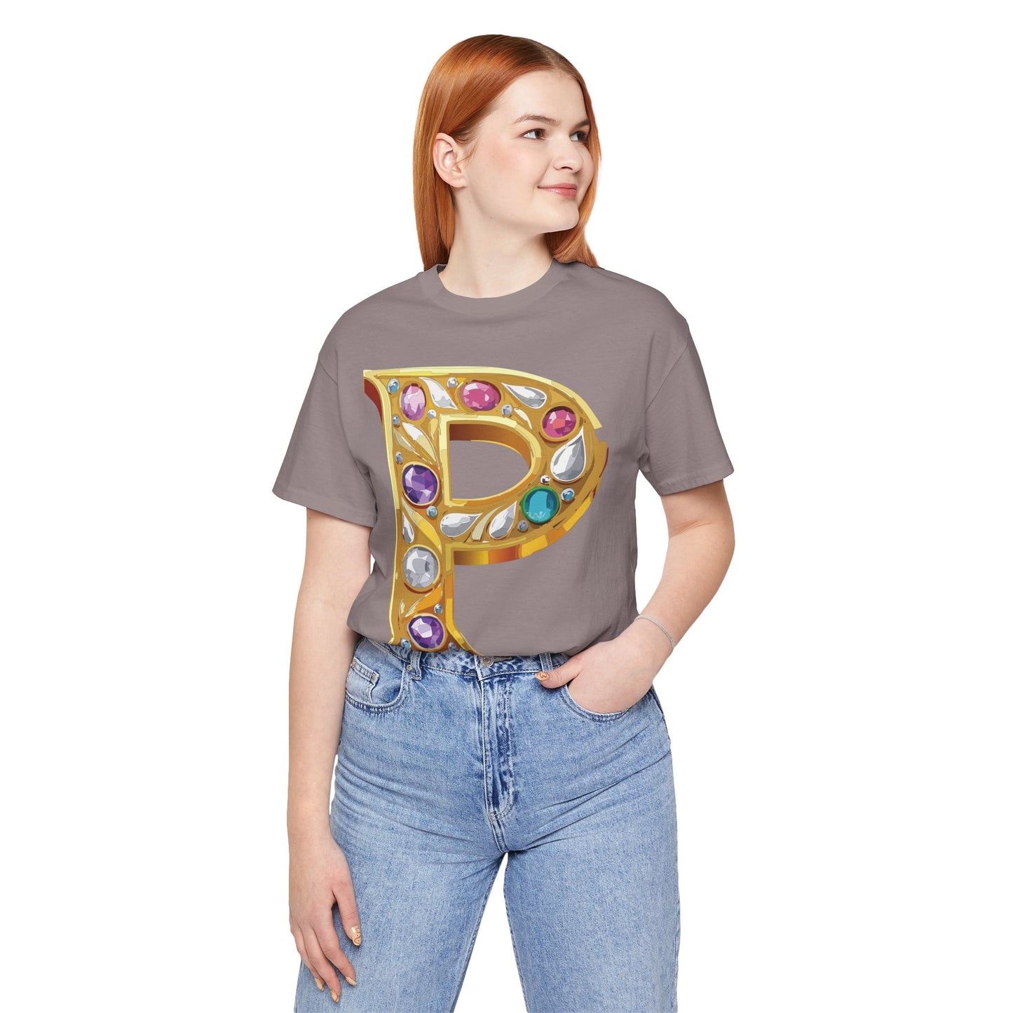 Letter Shirt, Shirt with Letters, Tee Shirt with Gold Letter, Shirt with Antique Letters