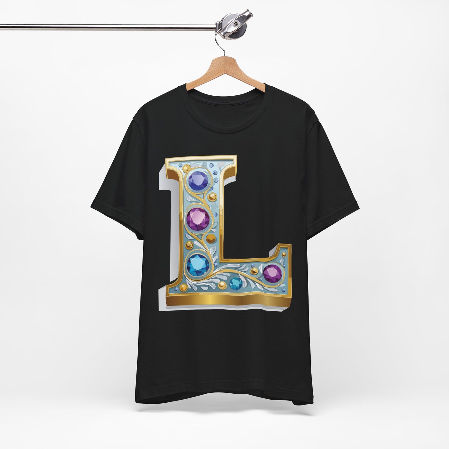 Letter Shirt, Shirt with Letters, Tee Shirt with Gold Letter, Shirt with Antique Letters