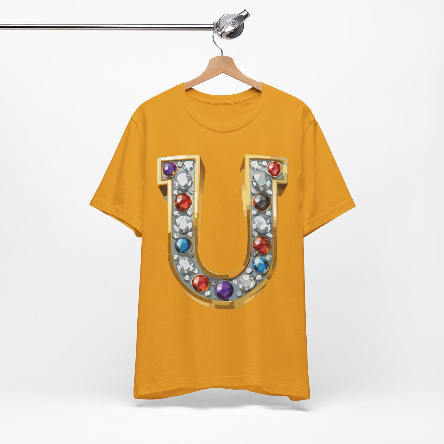 Letter Shirt, Shirt with Letters, Tee Shirt with Gold Letter, Shirt with Antique Letters
