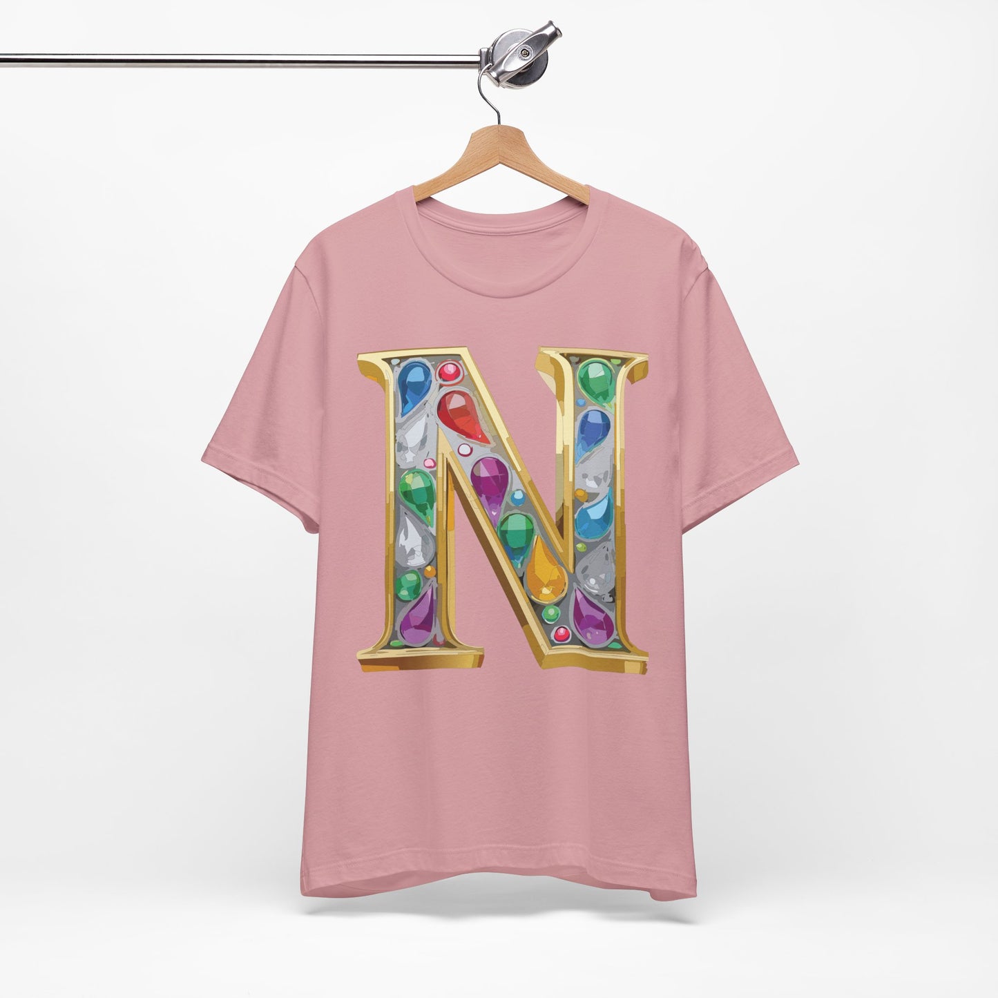 Letter Shirt, Shirt with Letters, Tee Shirt with Gold Letter, Shirt with Antique Letters