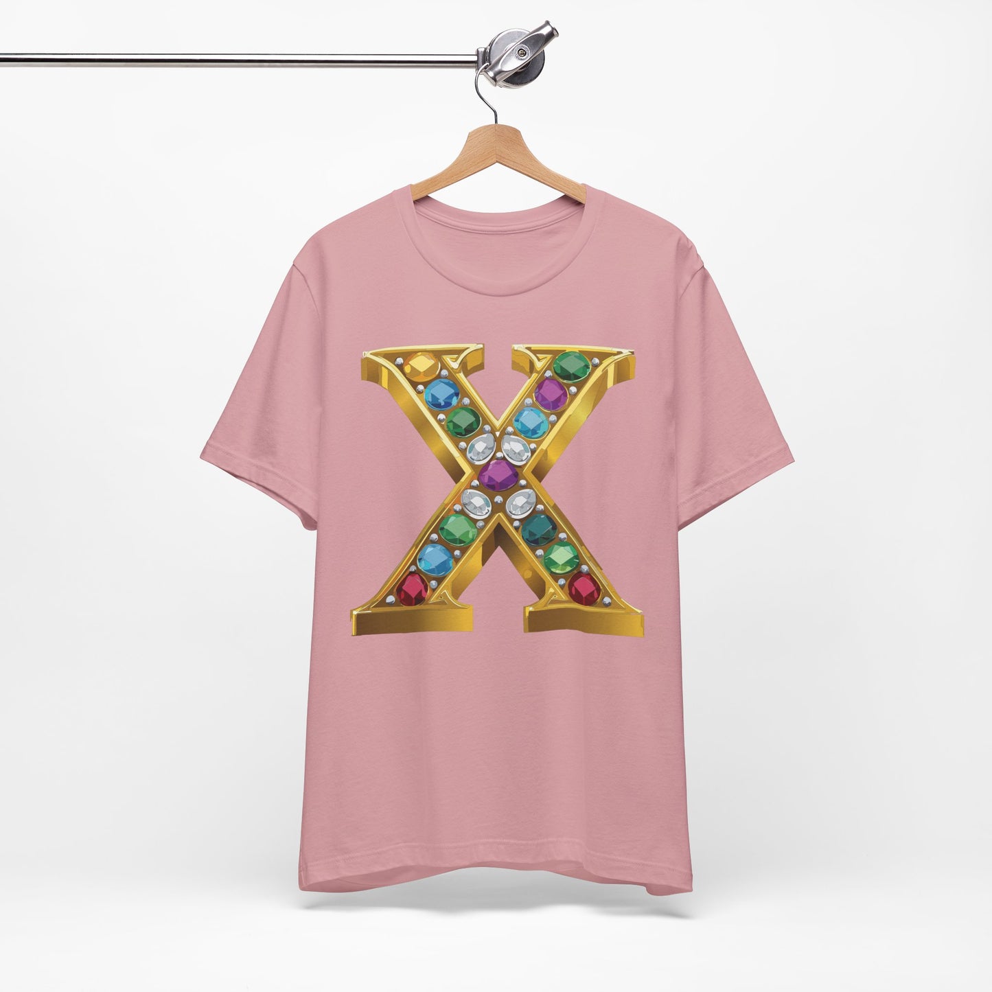 Letter Shirt, Shirt with Letters, Tee Shirt with Gold Letter, Shirt with Antique Letters