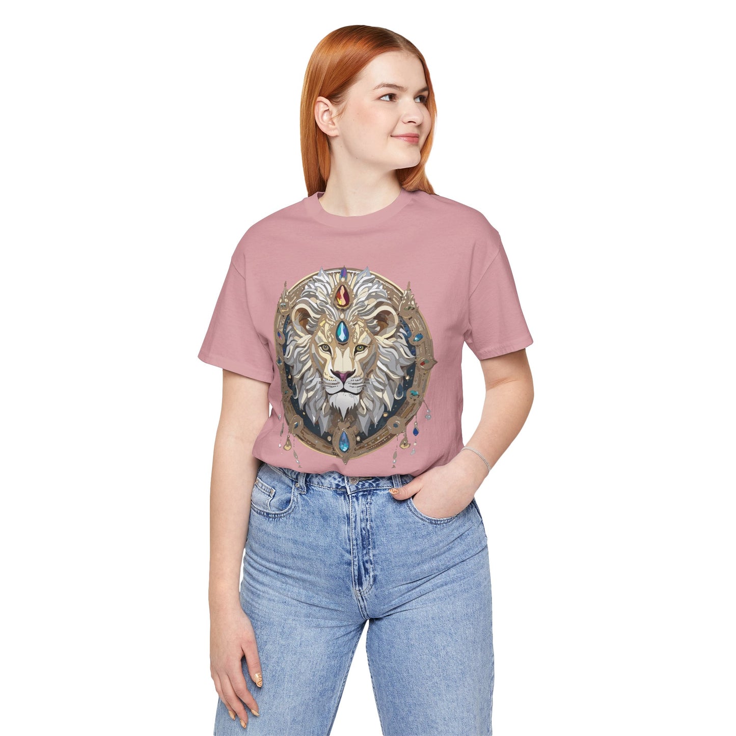 Animal Shirt, Shirt with Animal, Tee Shirt with Gold Animal Medal, Shirt with Antique Animal Medallion