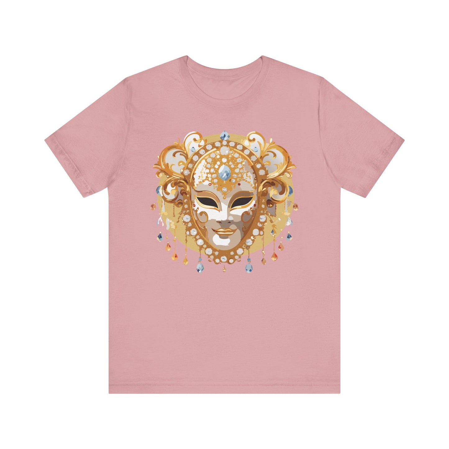 Mask Shirt, Shirt with Mask, Tee Shirt with Gold Face