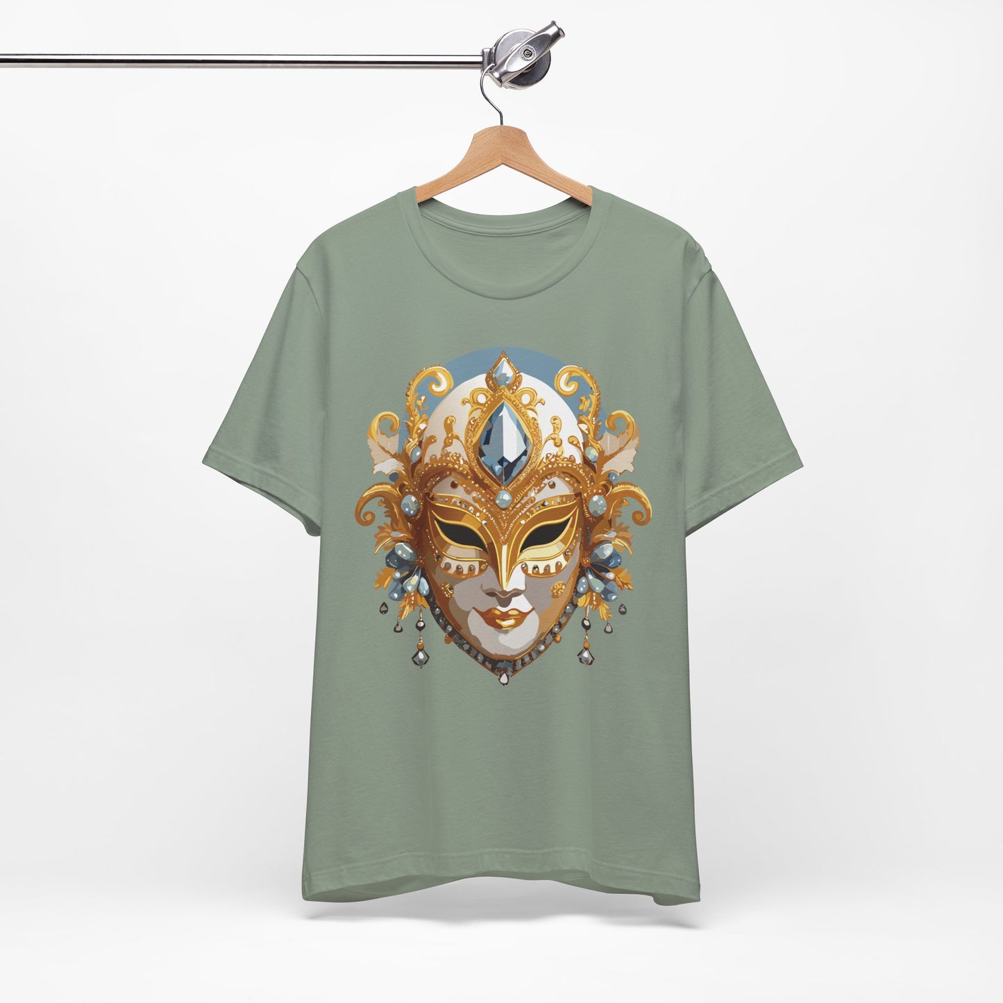 Mask Shirt, Shirt with Mask, Tee Shirt with Gold Face