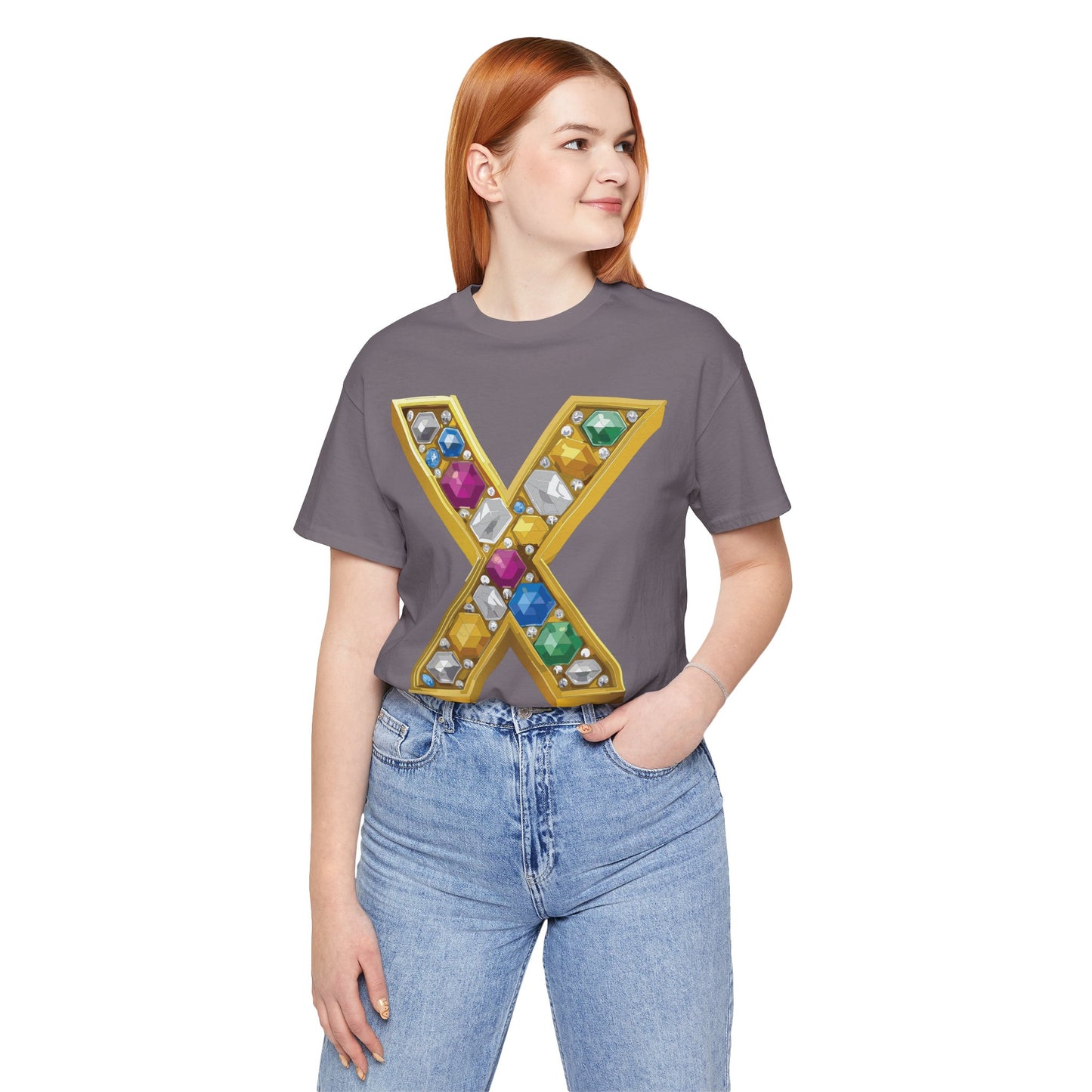 Letter Shirt, Shirt with Letters, Tee Shirt with Gold Letter, Shirt with Antique Letters