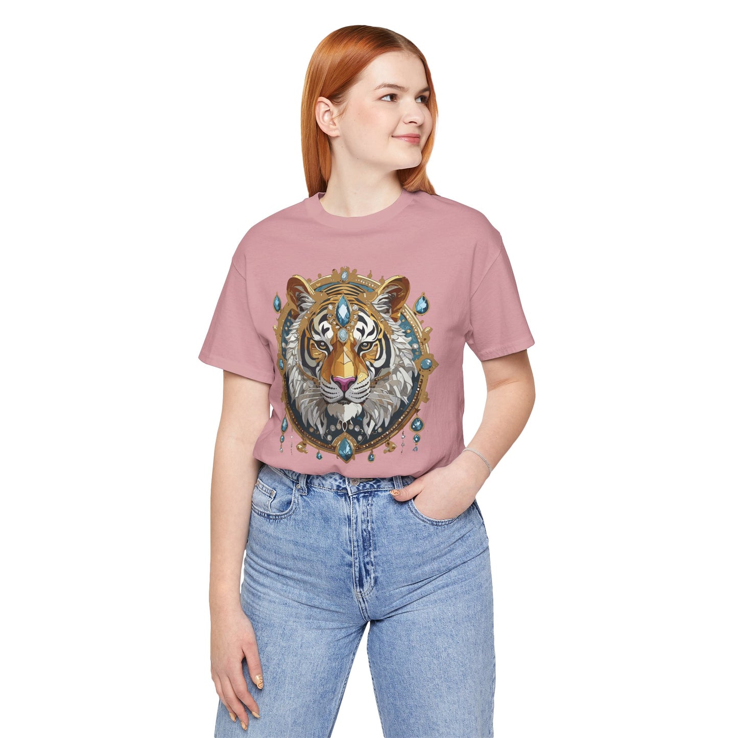 Animal Shirt, Shirt with Animal, Tee Shirt with Gold Animal Medal, Shirt with Antique Animal Medallion