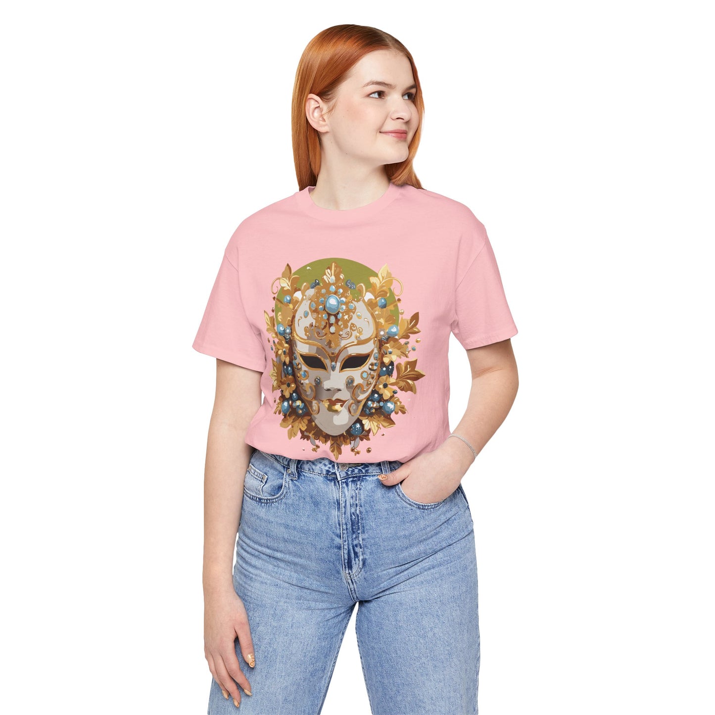 Mask Shirt, Shirt with Mask, Tee Shirt with Gold Face