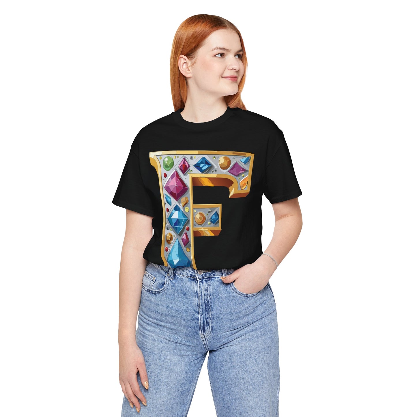 Letter Shirt, Shirt with Letters, Tee Shirt with Gold Letter, Shirt with Antique Letters