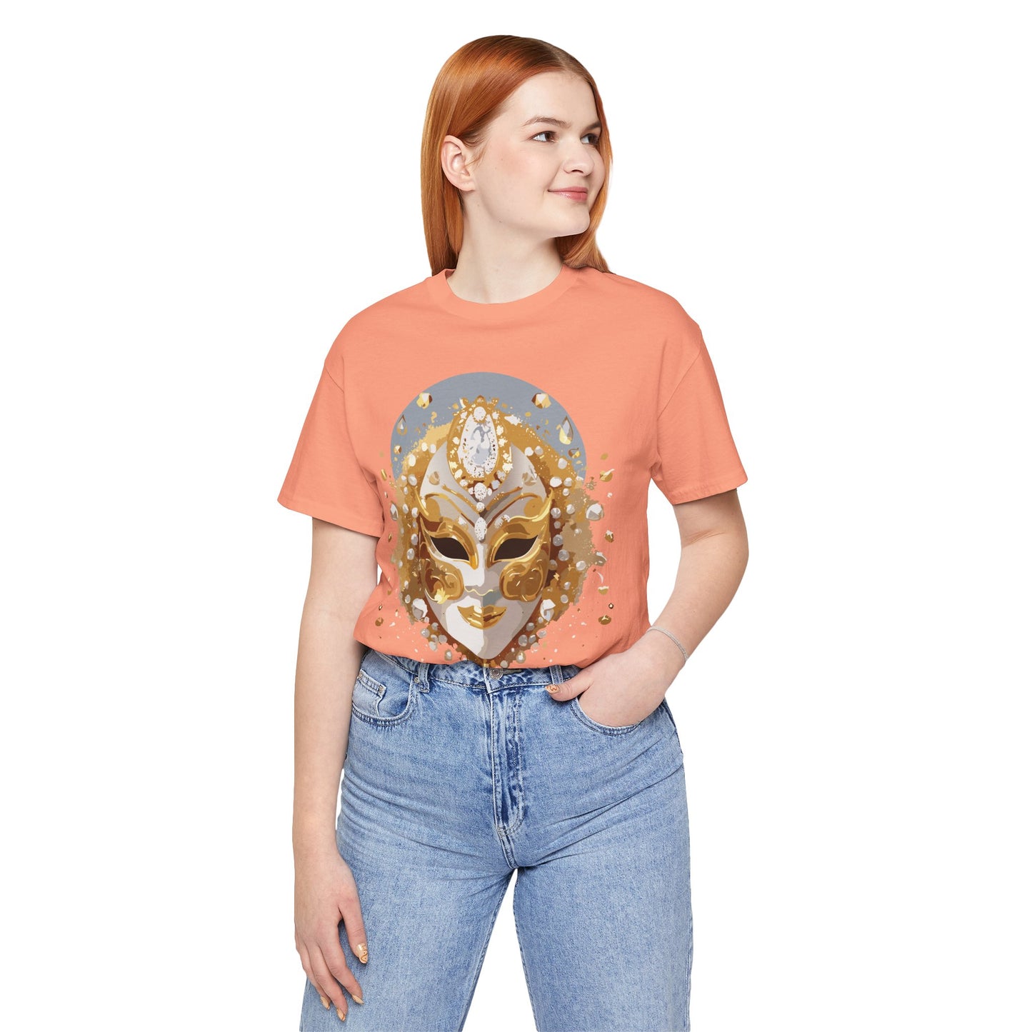 Mask Shirt, Shirt with Mask, Tee Shirt with Gold Face