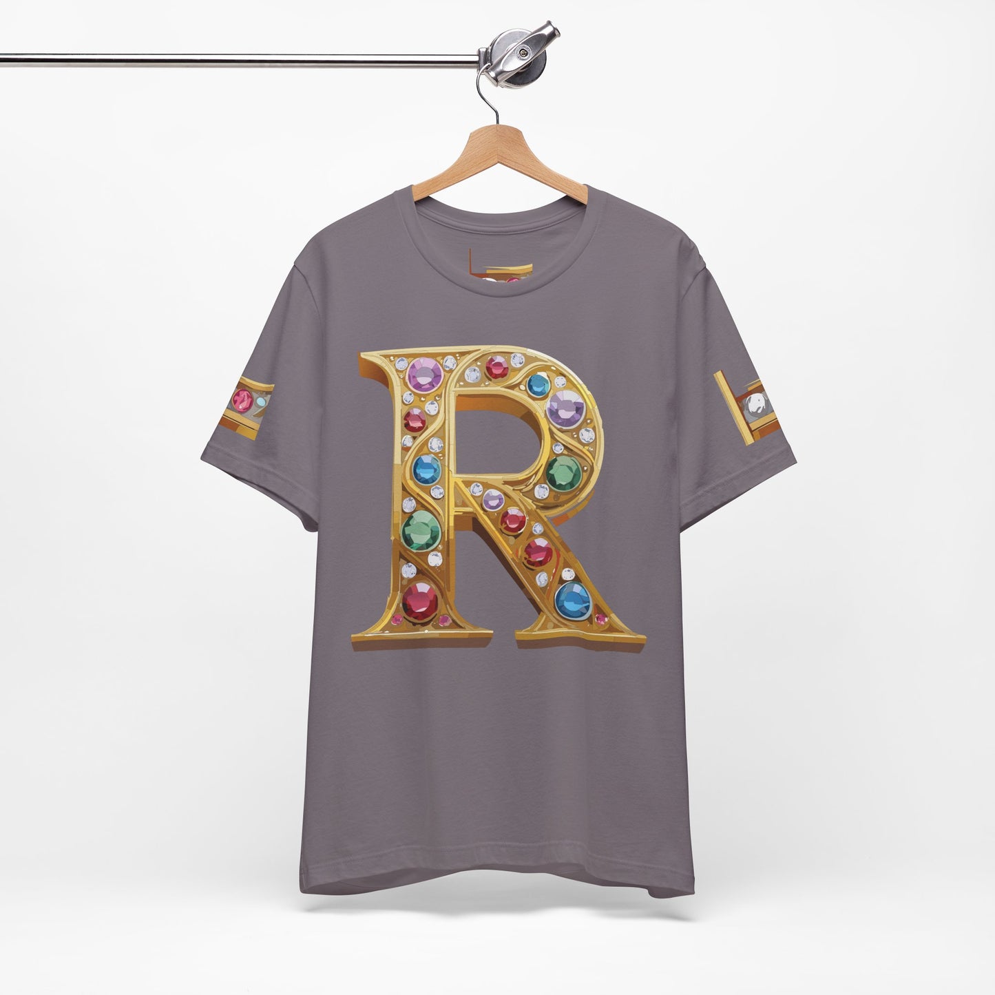 Letter Shirt, Shirt with Letters, Tee Shirt with Gold Letter, Shirt with Antique Letters
