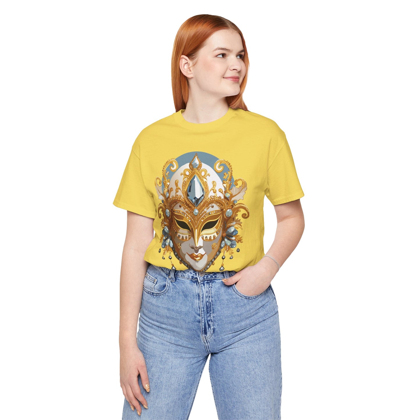 Mask Shirt, Shirt with Mask, Tee Shirt with Gold Face