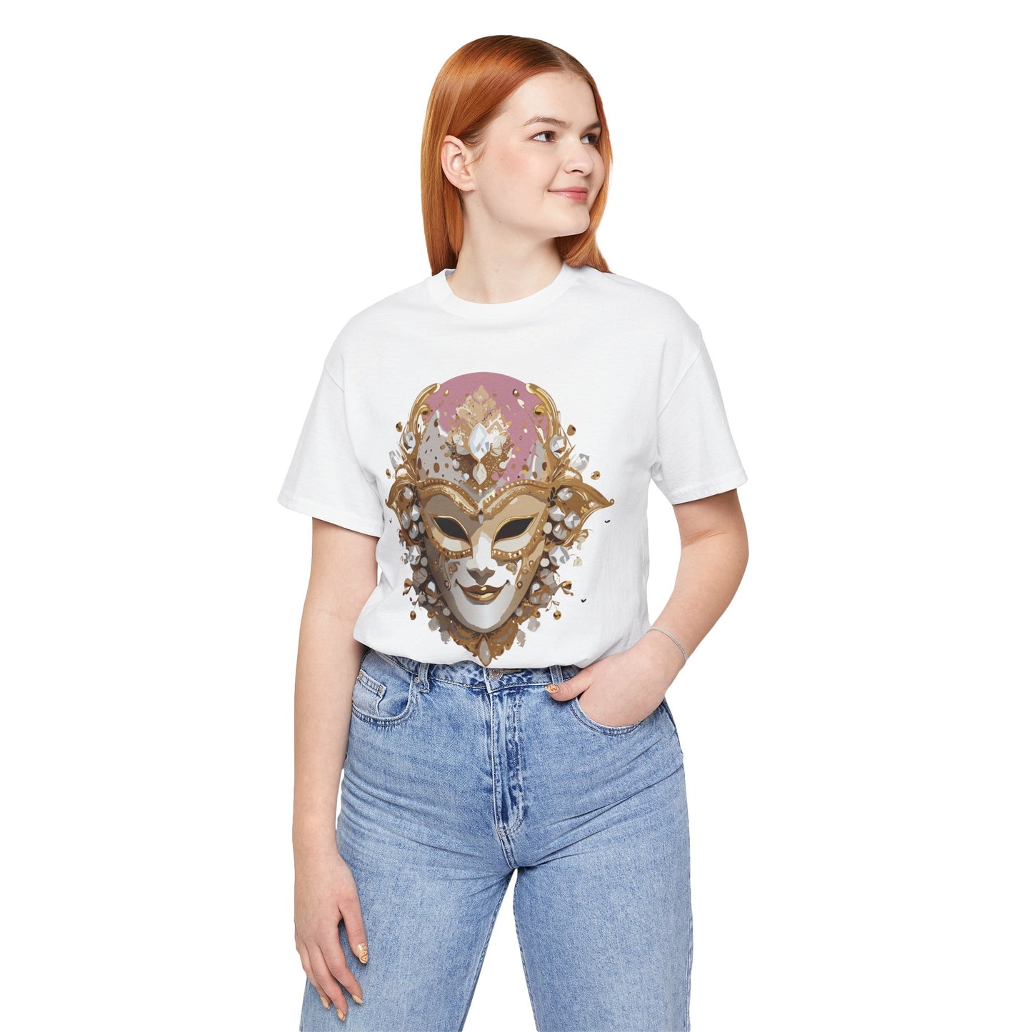 Mask Shirt, Shirt with Mask, Tee Shirt with Gold Face
