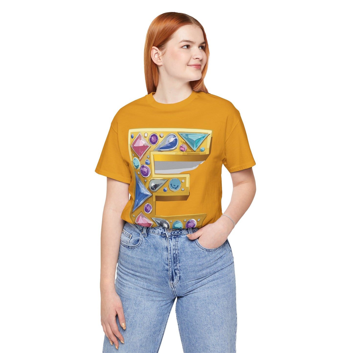 Letter Shirt, Shirt with Letters, Tee Shirt with Gold Letter, Shirt with Antique Letters