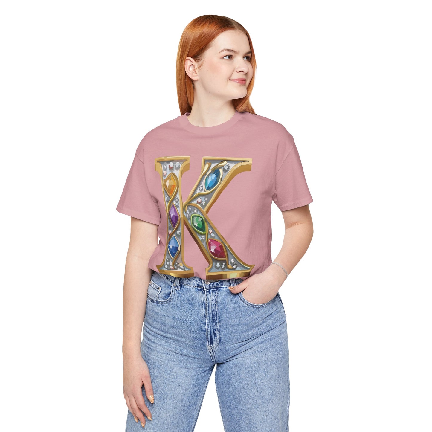 Letter Shirt, Shirt with Letters, Tee Shirt with Gold Letter, Shirt with Antique Letters