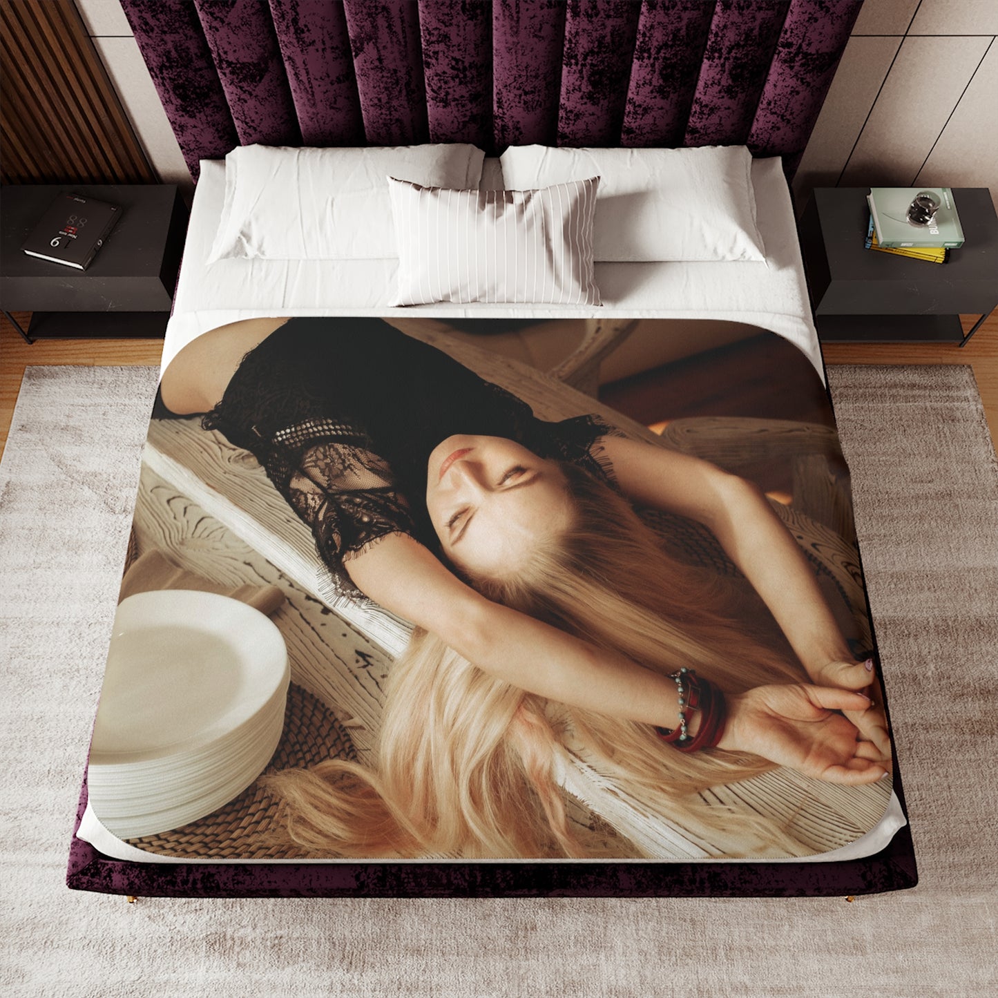 Blanket with Beautiful Woman