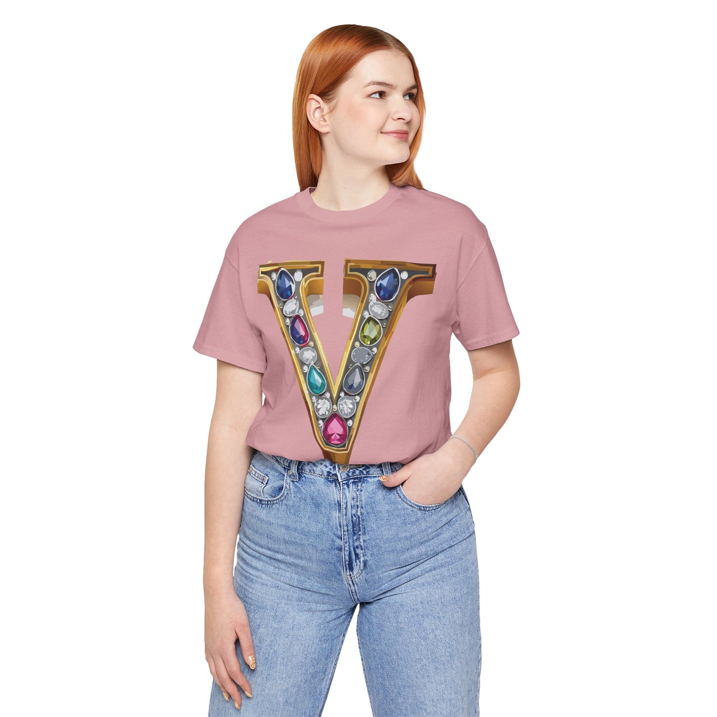 Letter Shirt, Shirt with Letters, Tee Shirt with Gold Letter, Shirt with Antique Letters