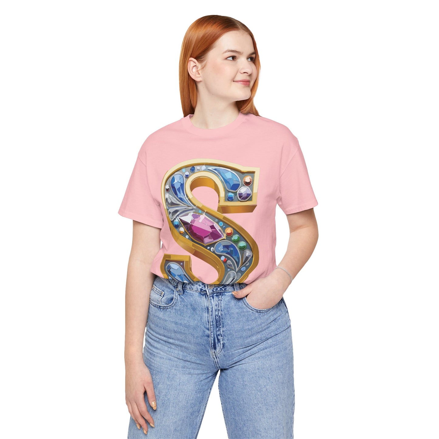 Letter Shirt, Shirt with Letters, Tee Shirt with Gold Letter, Shirt with Antique Letters