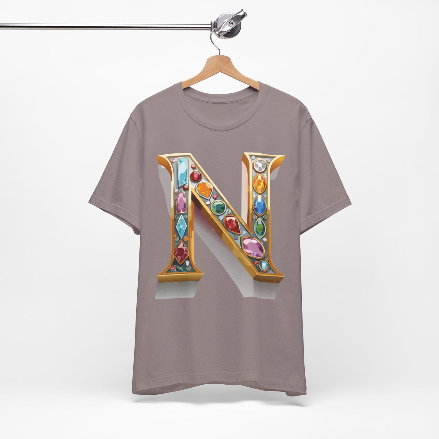 Letter Shirt, Shirt with Letters, Tee Shirt with Gold Letter, Shirt with Antique Letters