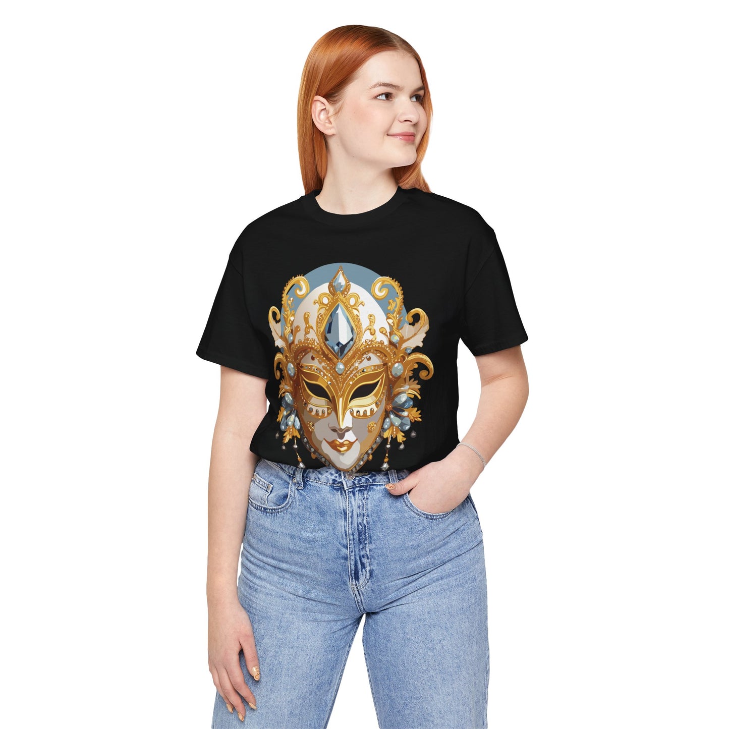 Mask Shirt, Shirt with Mask, Tee Shirt with Gold Face