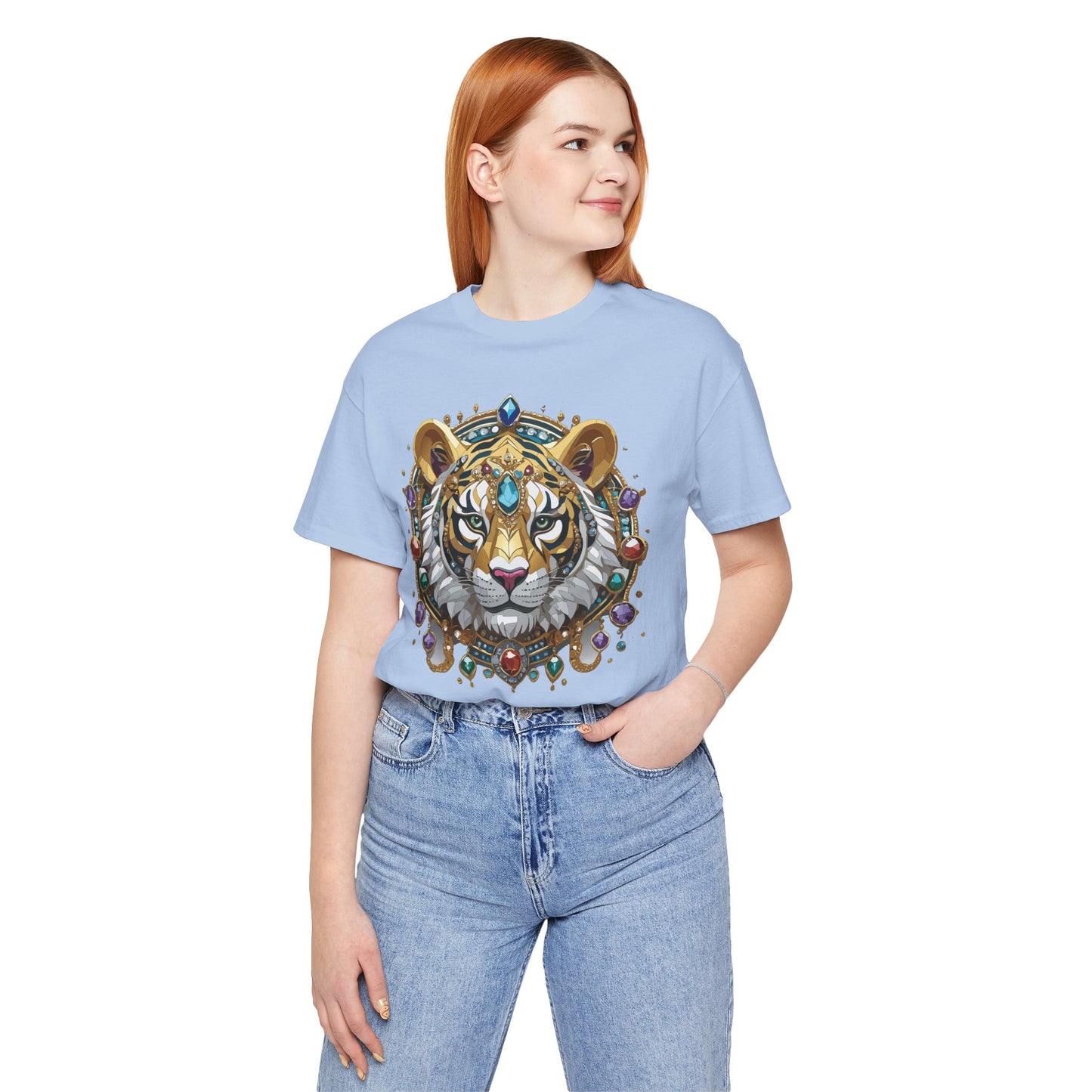 Animal Shirt, Shirt with Animal, Tee Shirt with Gold Animal Medal, Shirt with Antique Animal Medallion
