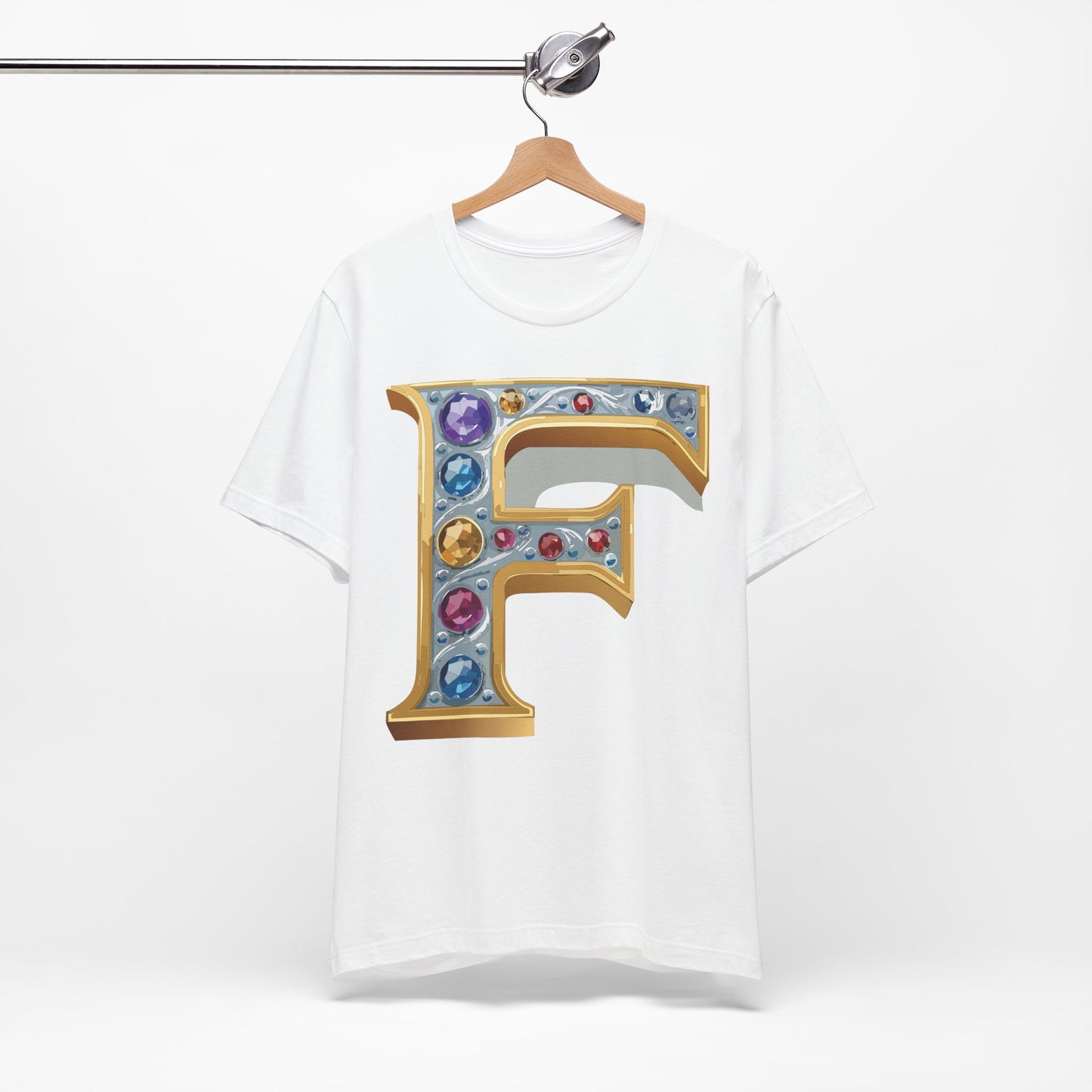 Letter Shirt, Shirt with Letters, Tee Shirt with Gold Letter, Shirt with Antique Letters