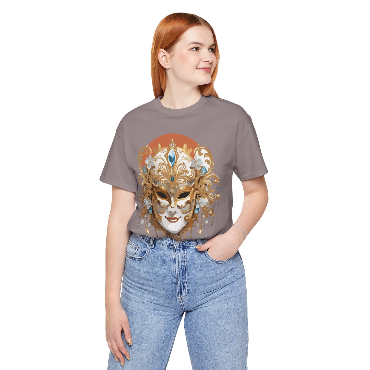 Mask Shirt, Shirt with Mask, Tee Shirt with Gold Face