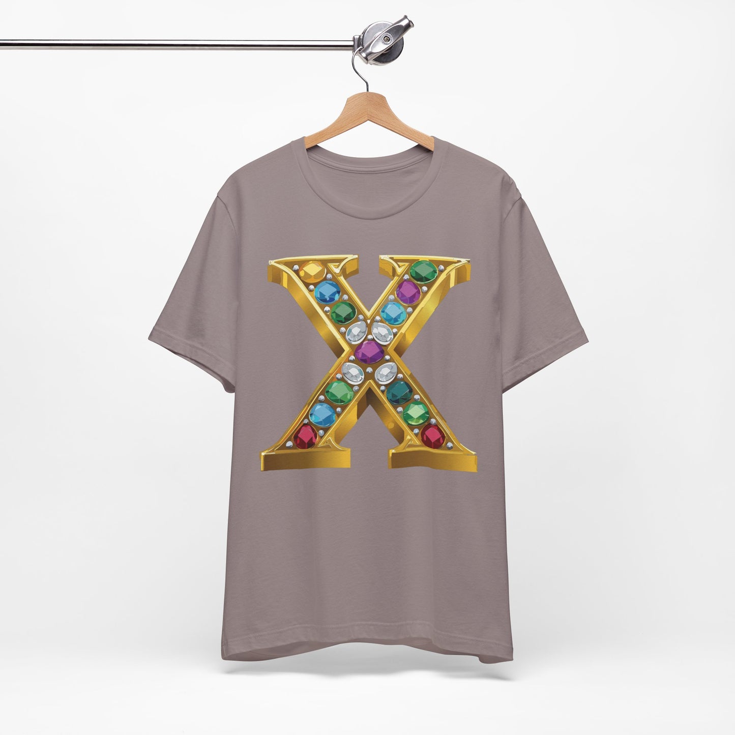 Letter Shirt, Shirt with Letters, Tee Shirt with Gold Letter, Shirt with Antique Letters