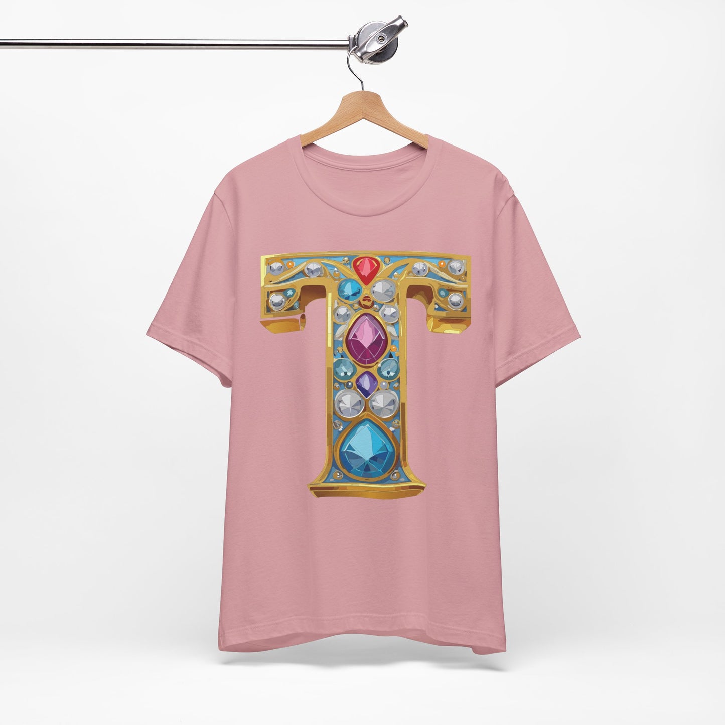 Letter Shirt, Shirt with Letters, Tee Shirt with Gold Letter, Shirt with Antique Letters