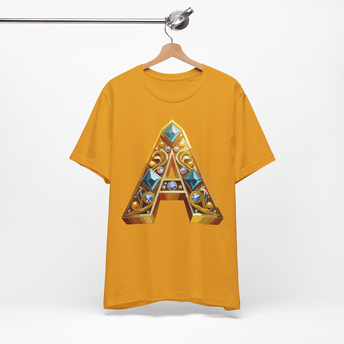 Letter Shirt, Shirt with Letters, Tee Shirt with Gold Letter, Shirt with Antique Letters