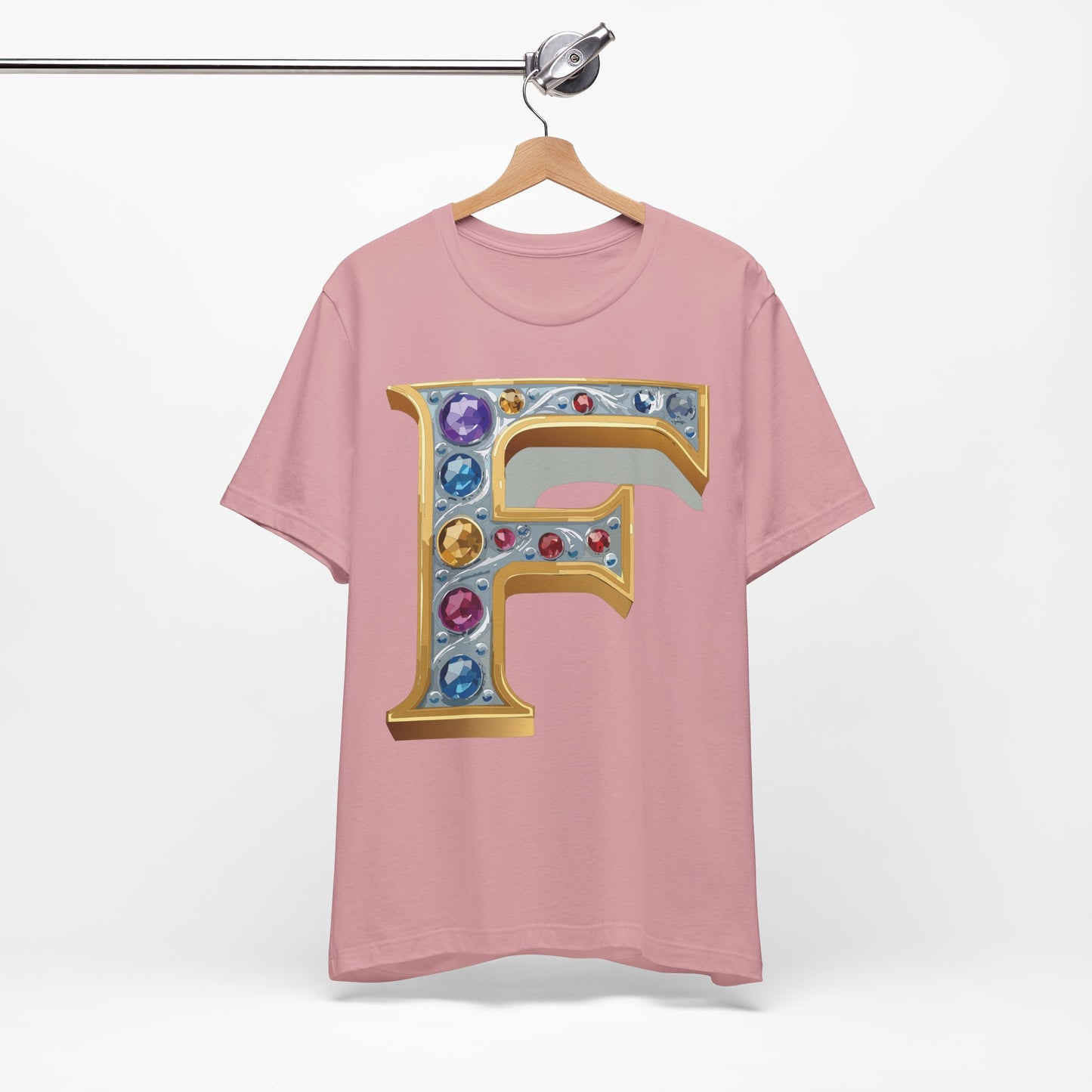 Letter Shirt, Shirt with Letters, Tee Shirt with Gold Letter, Shirt with Antique Letters