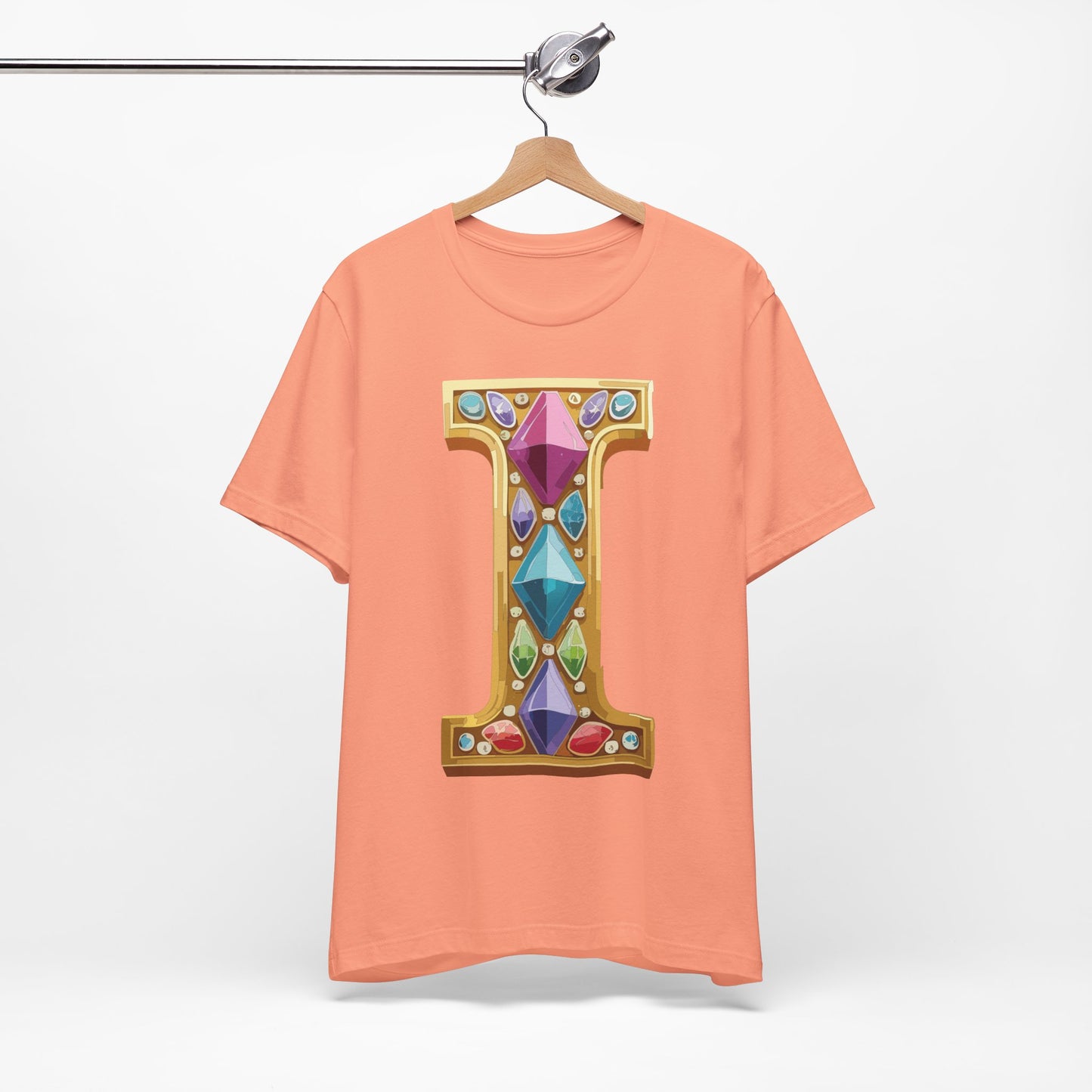 Letter Shirt, Shirt with Letters, Tee Shirt with Gold Letter, Shirt with Antique Letters