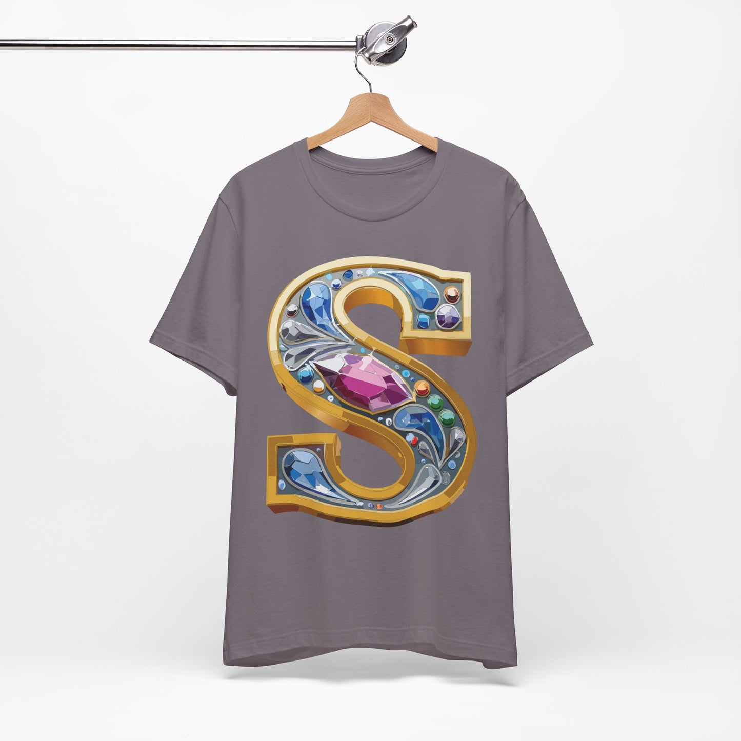 Letter Shirt, Shirt with Letters, Tee Shirt with Gold Letter, Shirt with Antique Letters