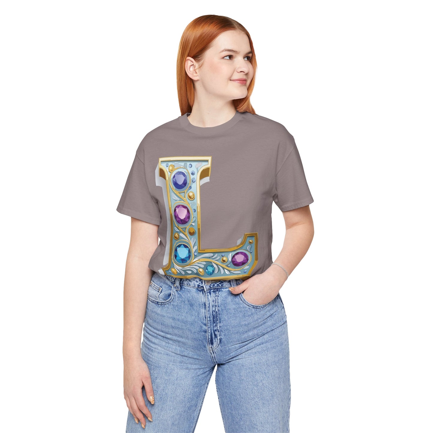 Letter Shirt, Shirt with Letters, Tee Shirt with Gold Letter, Shirt with Antique Letters