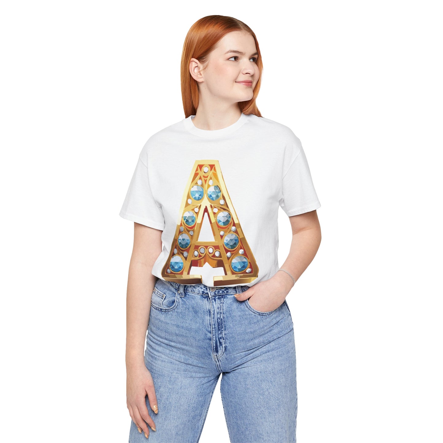 Letter Shirt, Shirt with Letters, Tee Shirt with Gold Letter, Shirt with Antique Letters