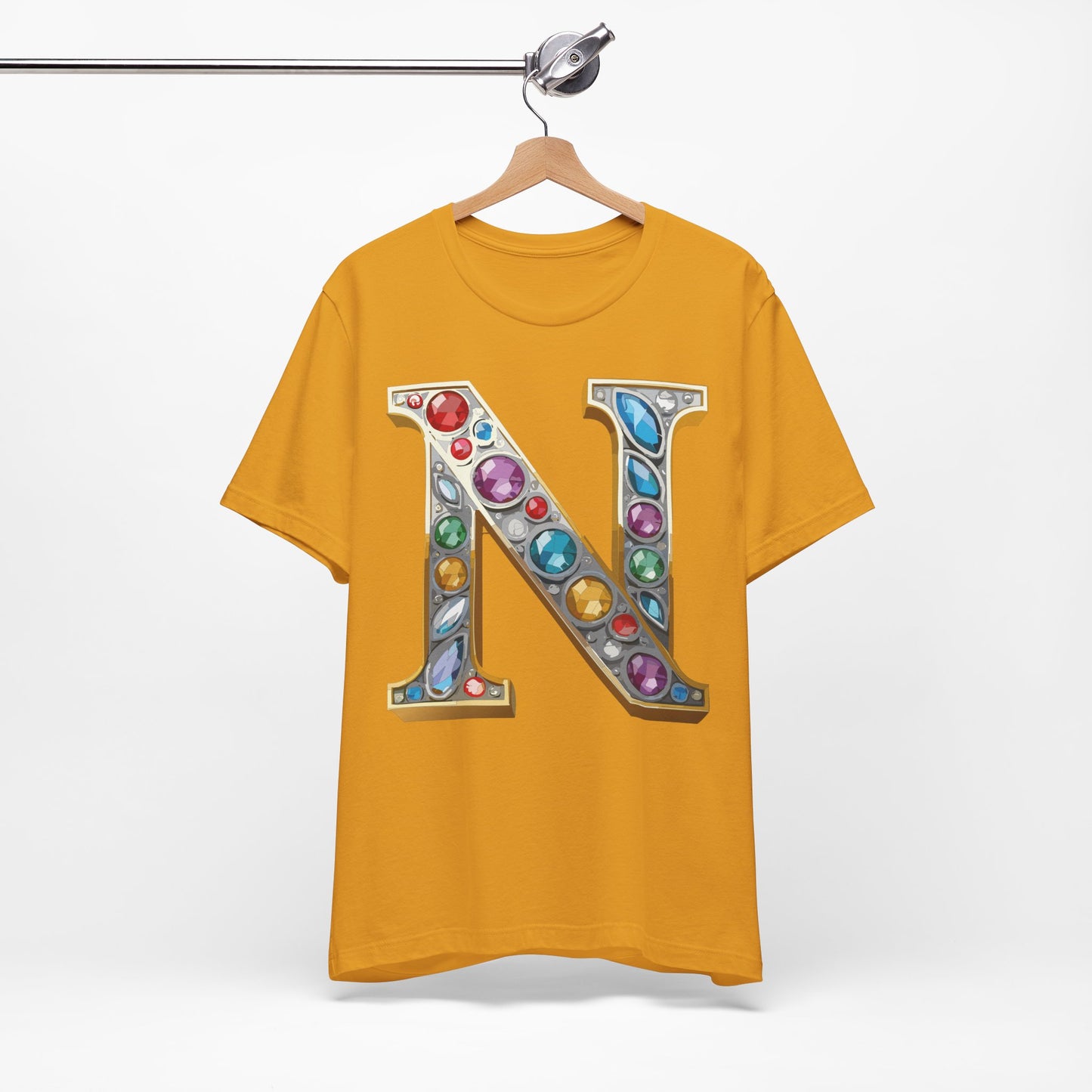 Letter Shirt, Shirt with Letters, Tee Shirt with Gold Letter, Shirt with Antique Letters